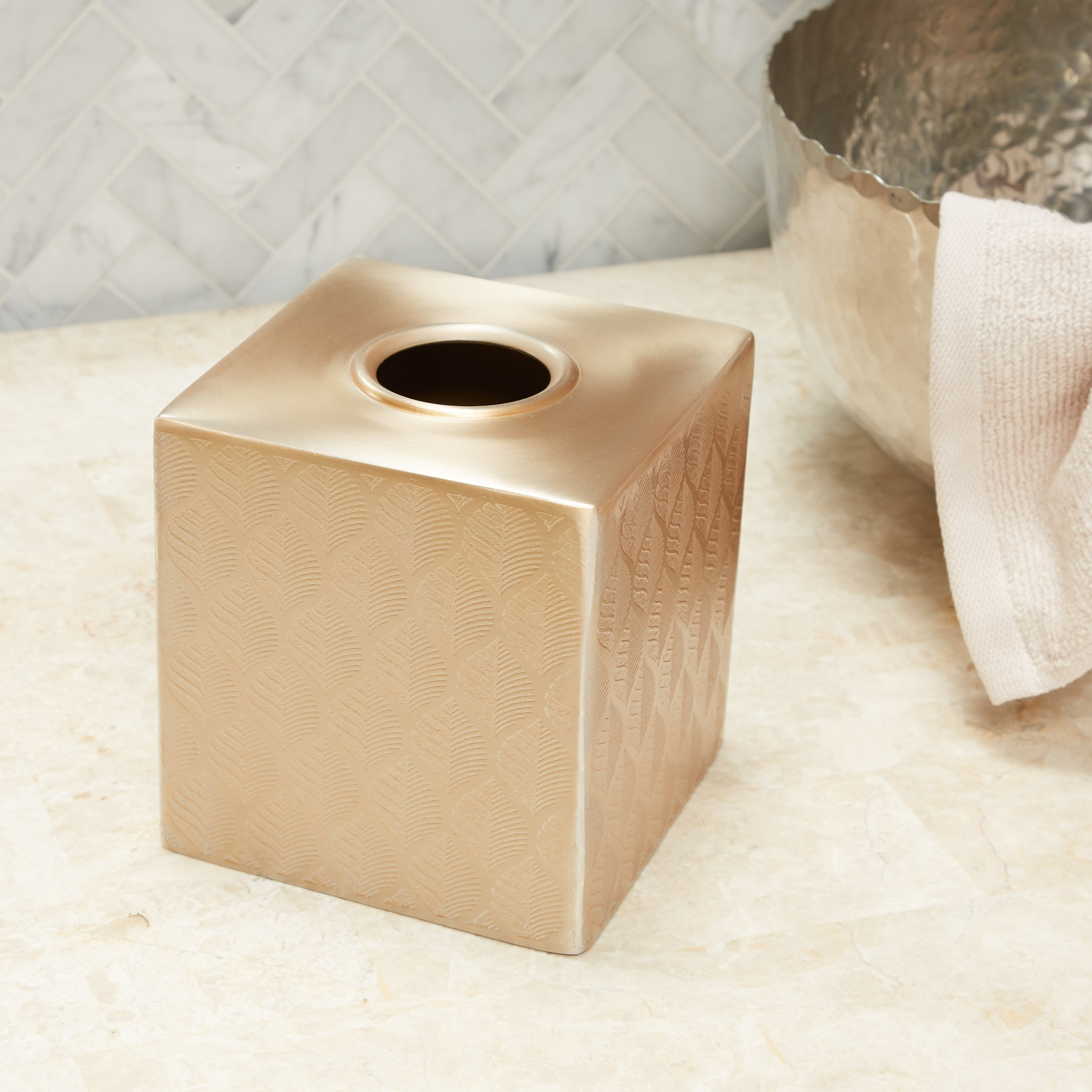 Golden Leaf Square Tissue Box Cover-household-bathandlaundry-bathaccessories-tissueboxesandcottonjars-image-2