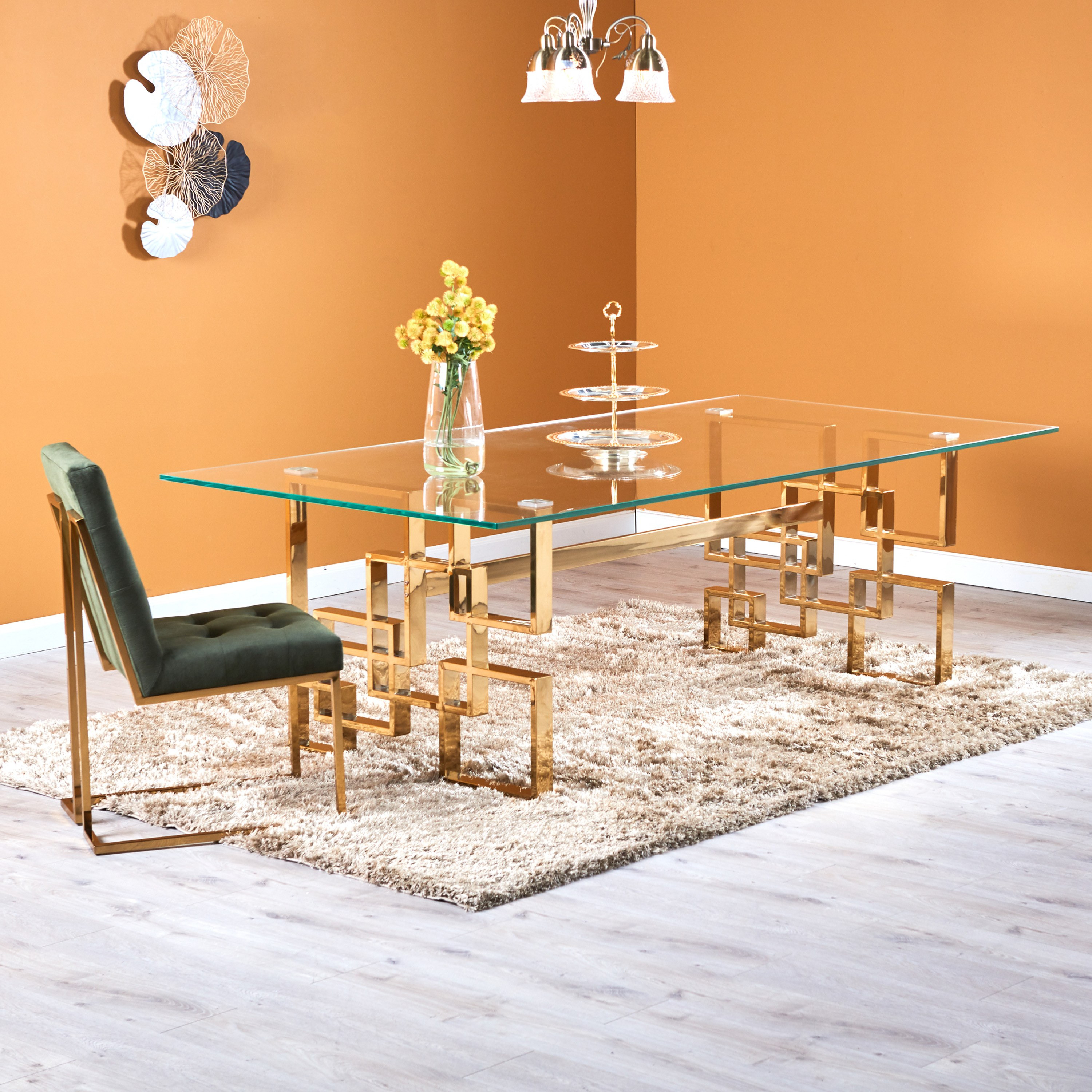 Glass steel outlet dining table