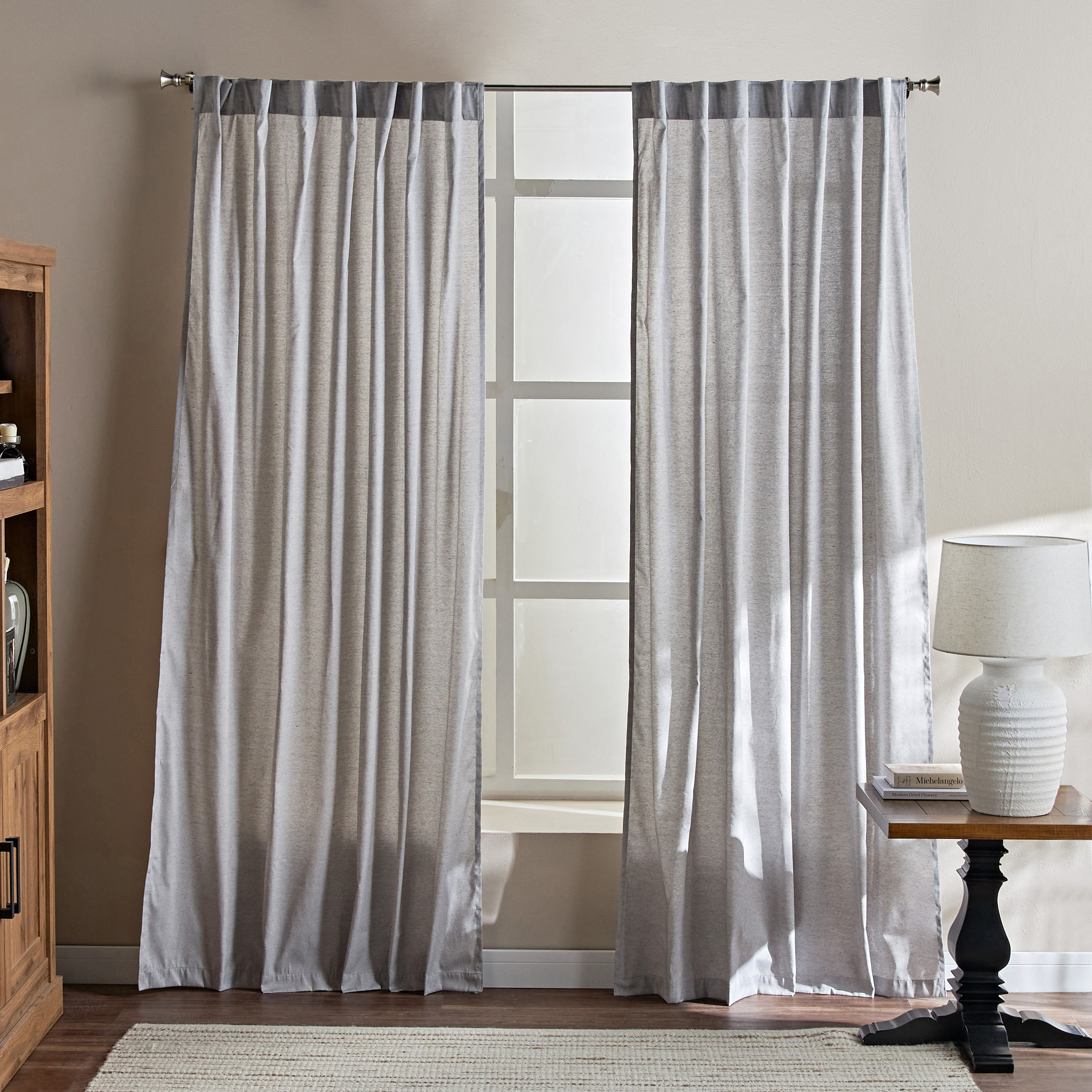 Henley 2-Piece Plain Curtain Set - 130x240 cm-household-windows-curtains-image-1
