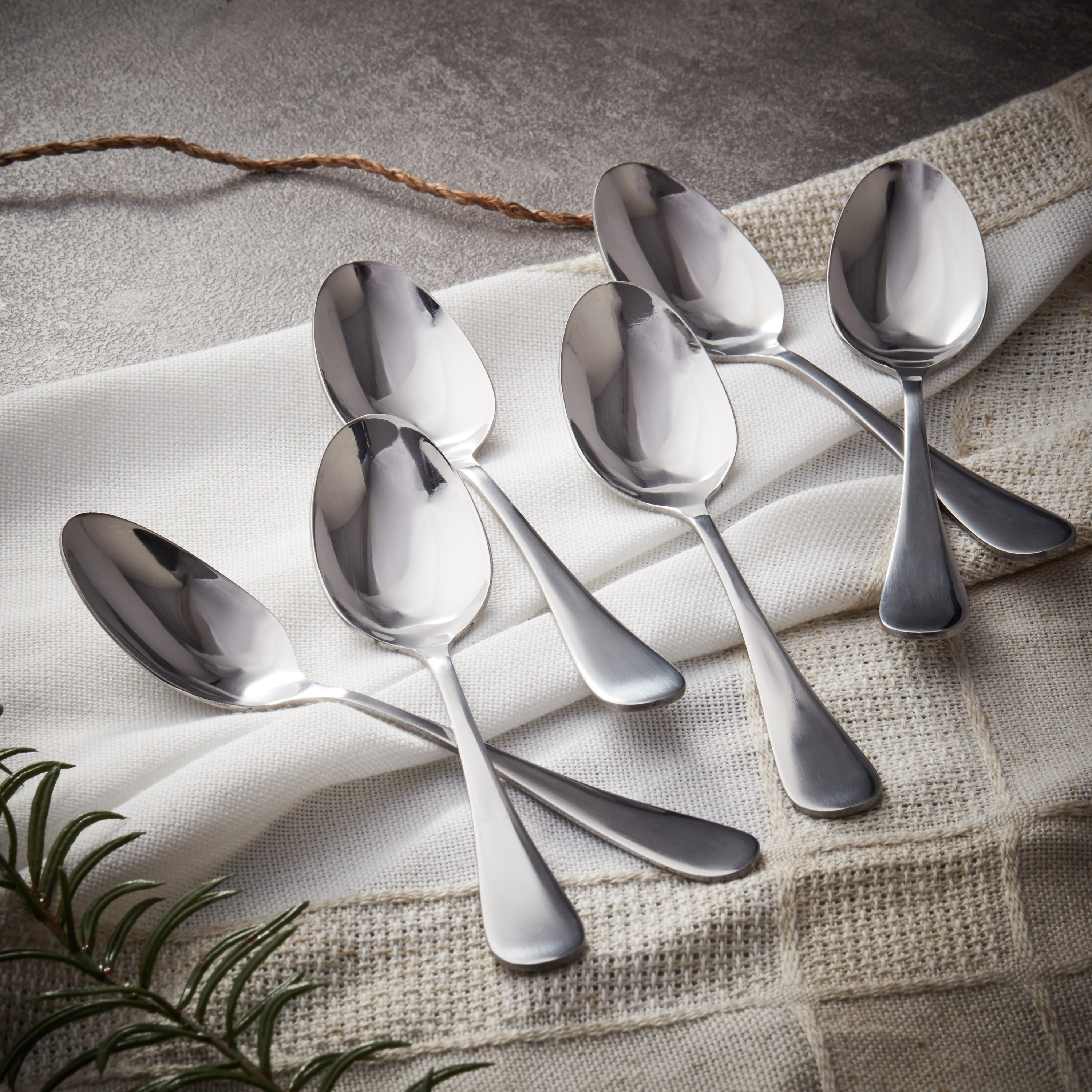 Shop Rosemary Stainless Steel Tea Spoon Set of 6 Online Home