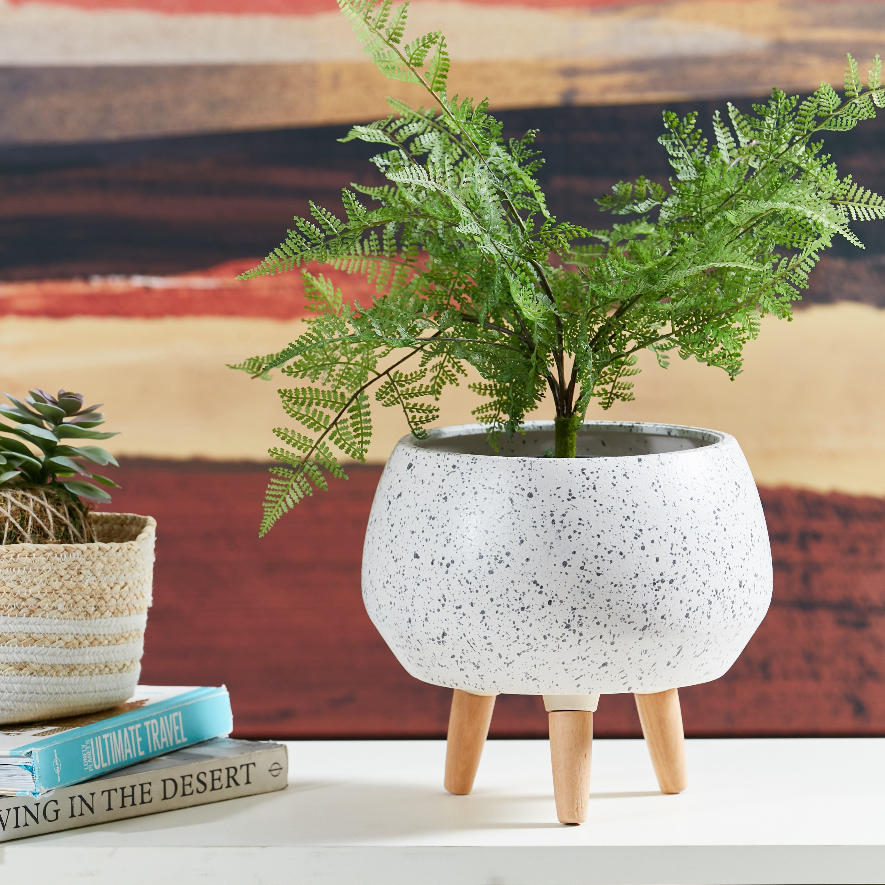 Dothy Ceramic Planter with Wooden Legs-household-gardenandoutdoor-potsandplanters-planters-image-2