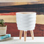 Hector Ceramic Planter with Wooden Legs-household-gardenandoutdoor-potsandplanters-planters-image-1