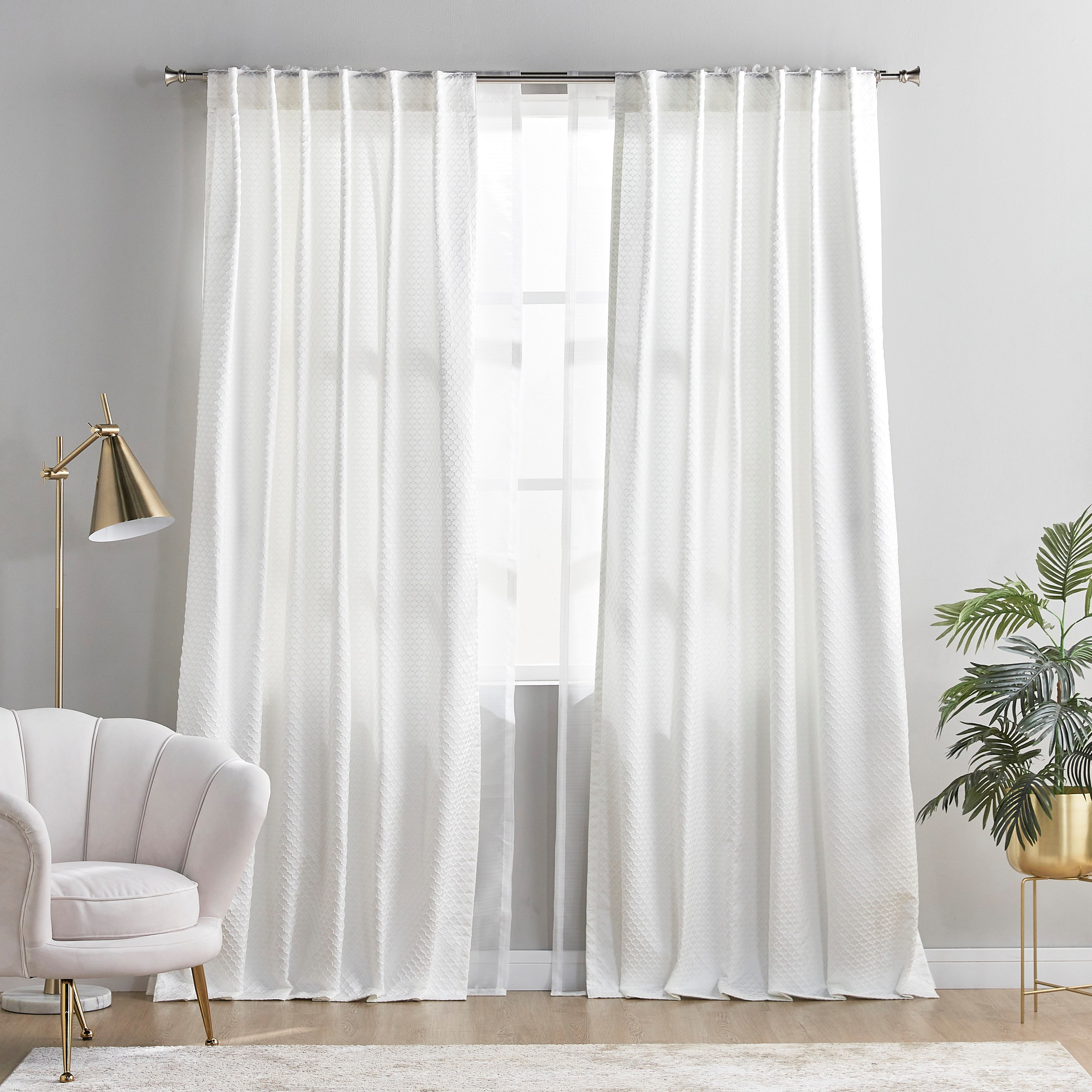 طقم ستارة سادة 4 قطع - جروف - 135x240 سم-household-windows-curtains-image-1