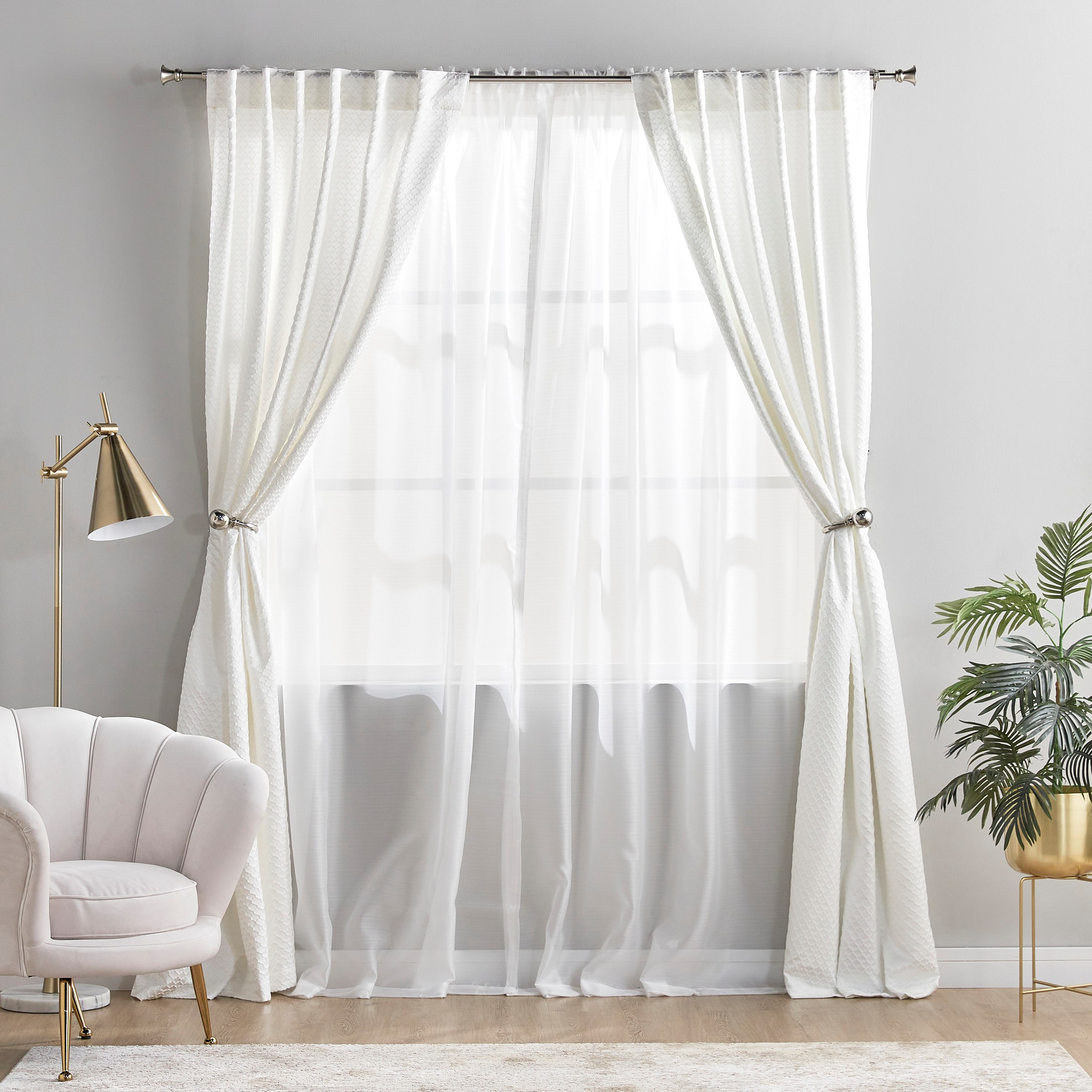 Groove 4-Piece Plain Curtain Set - 135x240 cm-household-windows-curtains-image-6