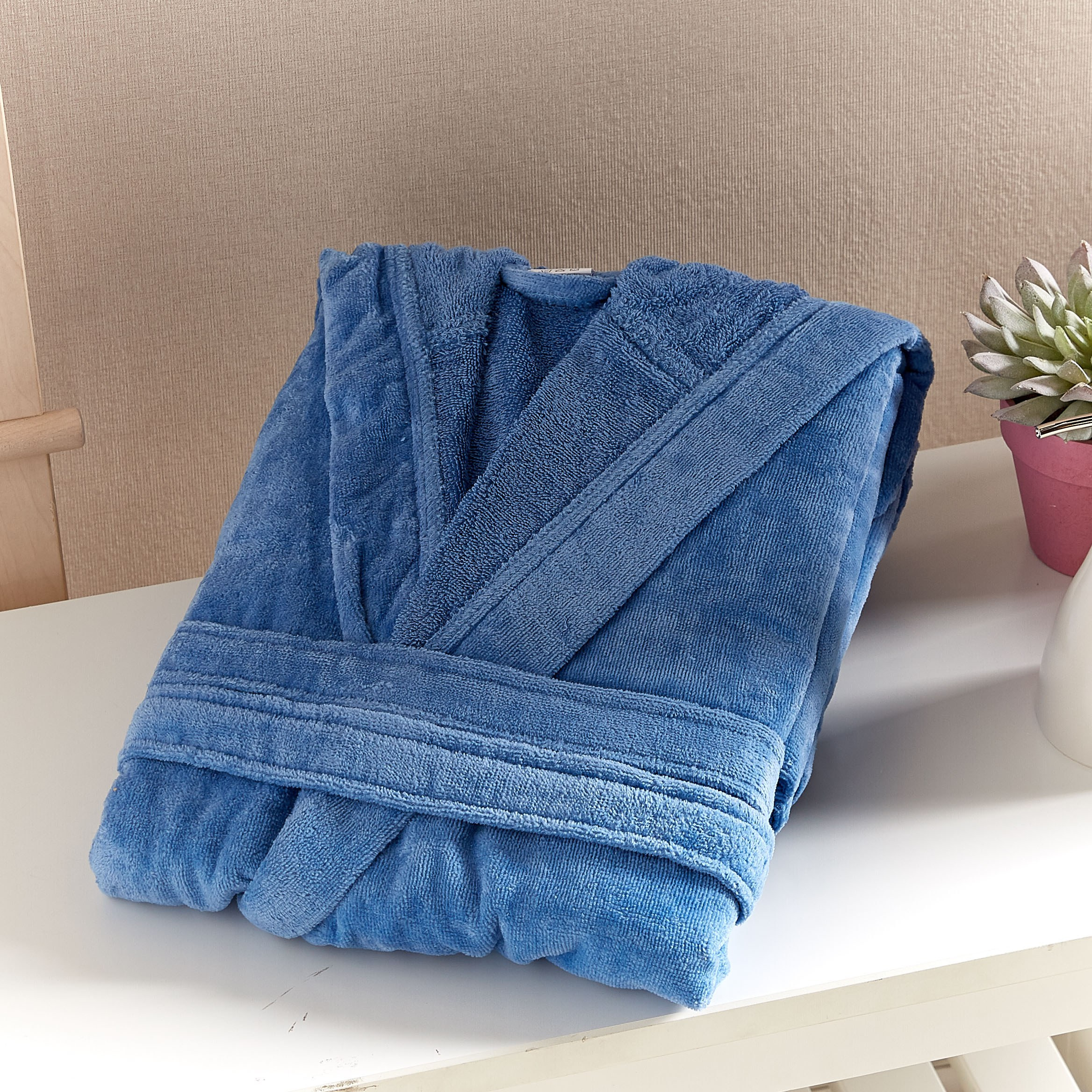 Velour Medium Bathrobe with Hood-household-bathandlaundry-bathlinen-bathrobesandslippers-bathrobes-image-3