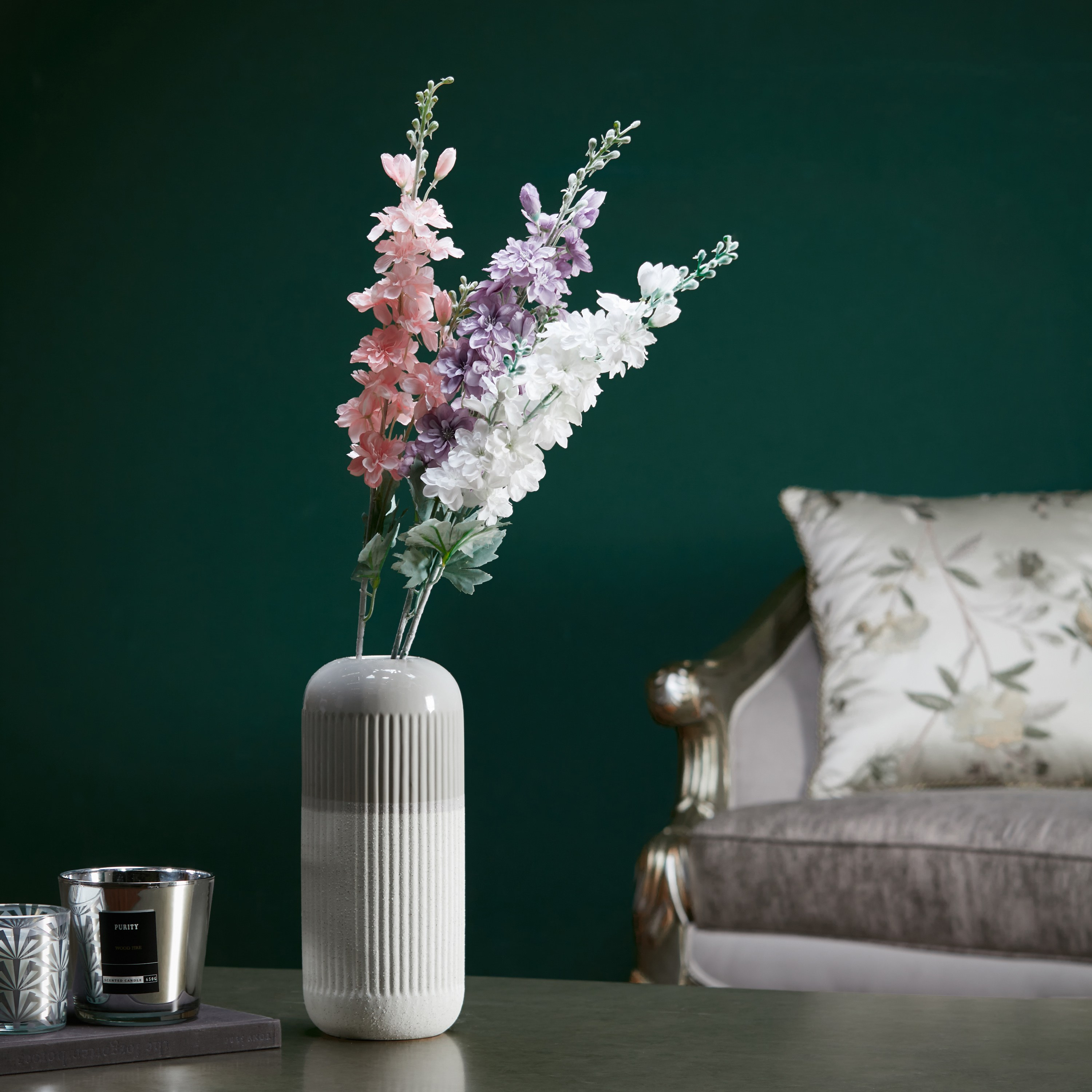 Flocked Delphinium Lavender - 88 cm-household-gardenandoutdoor-artificialflowersandplants-stems-image-2