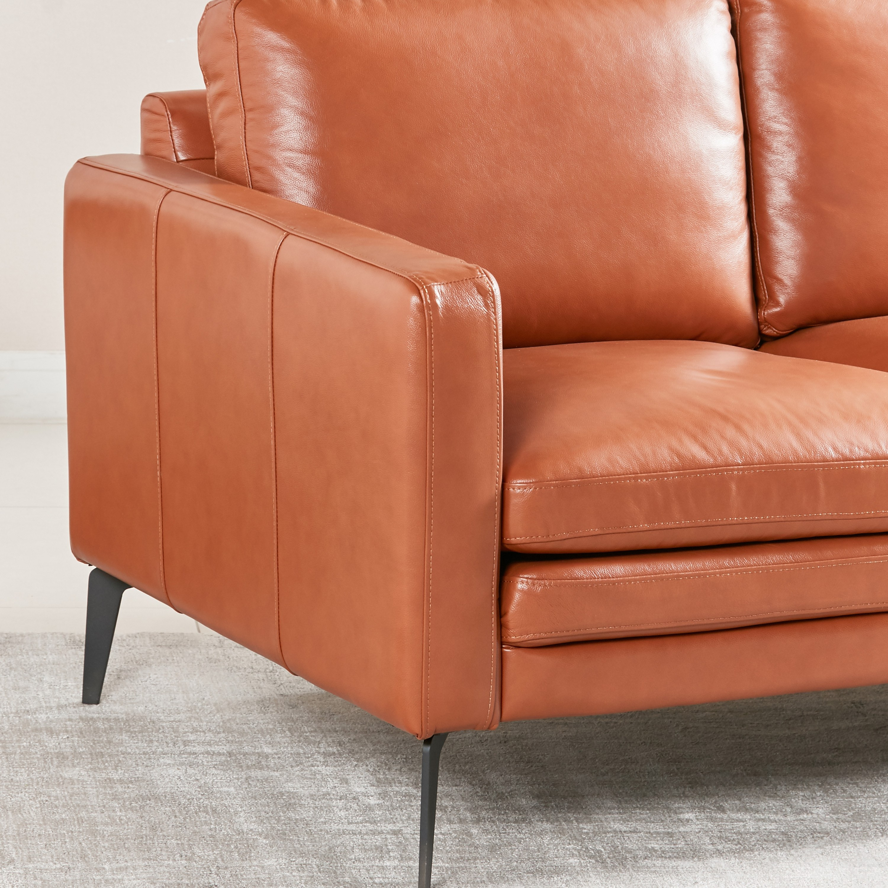 Burnt orange shop leather sofa