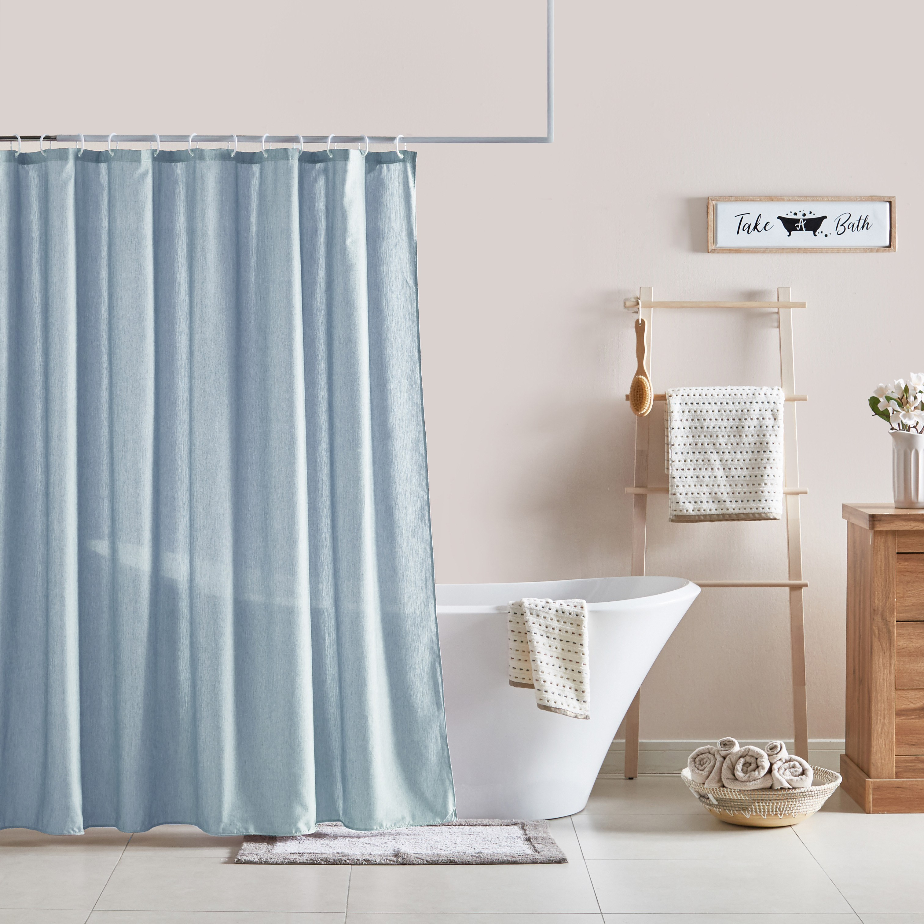 Freshness Solid Shower Curtain - 240x180 cm-household-bathandlaundry-shower-showercurtainandliners-image-1