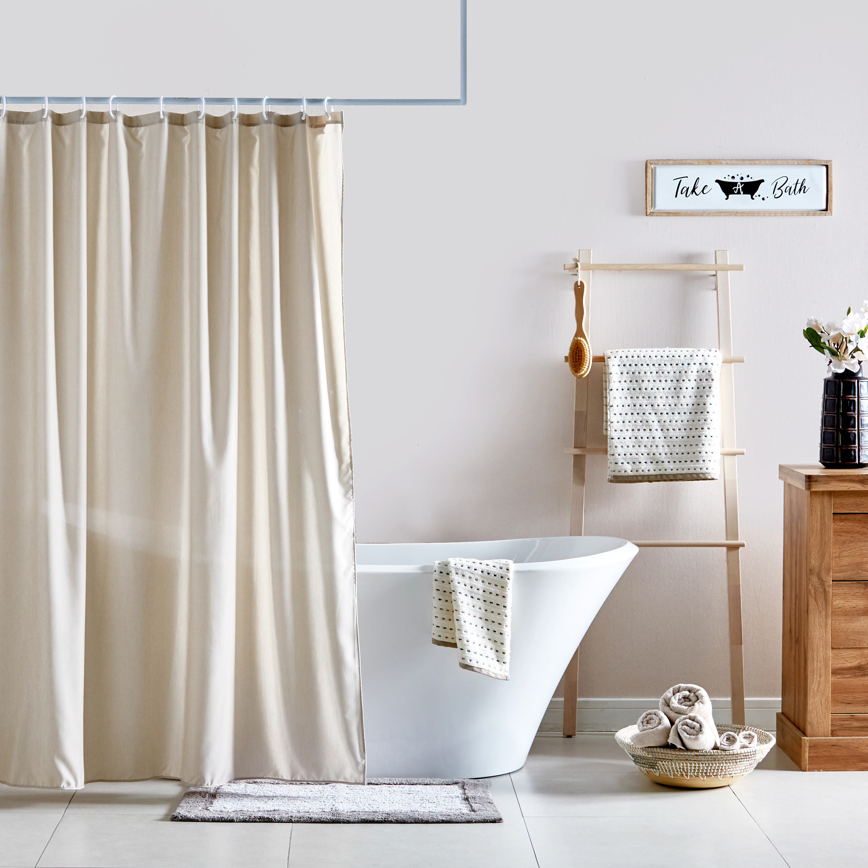 Freshness Solid Shower Curtain - 240x180 cm-household-bathandlaundry-shower-showercurtainandliners-image-1