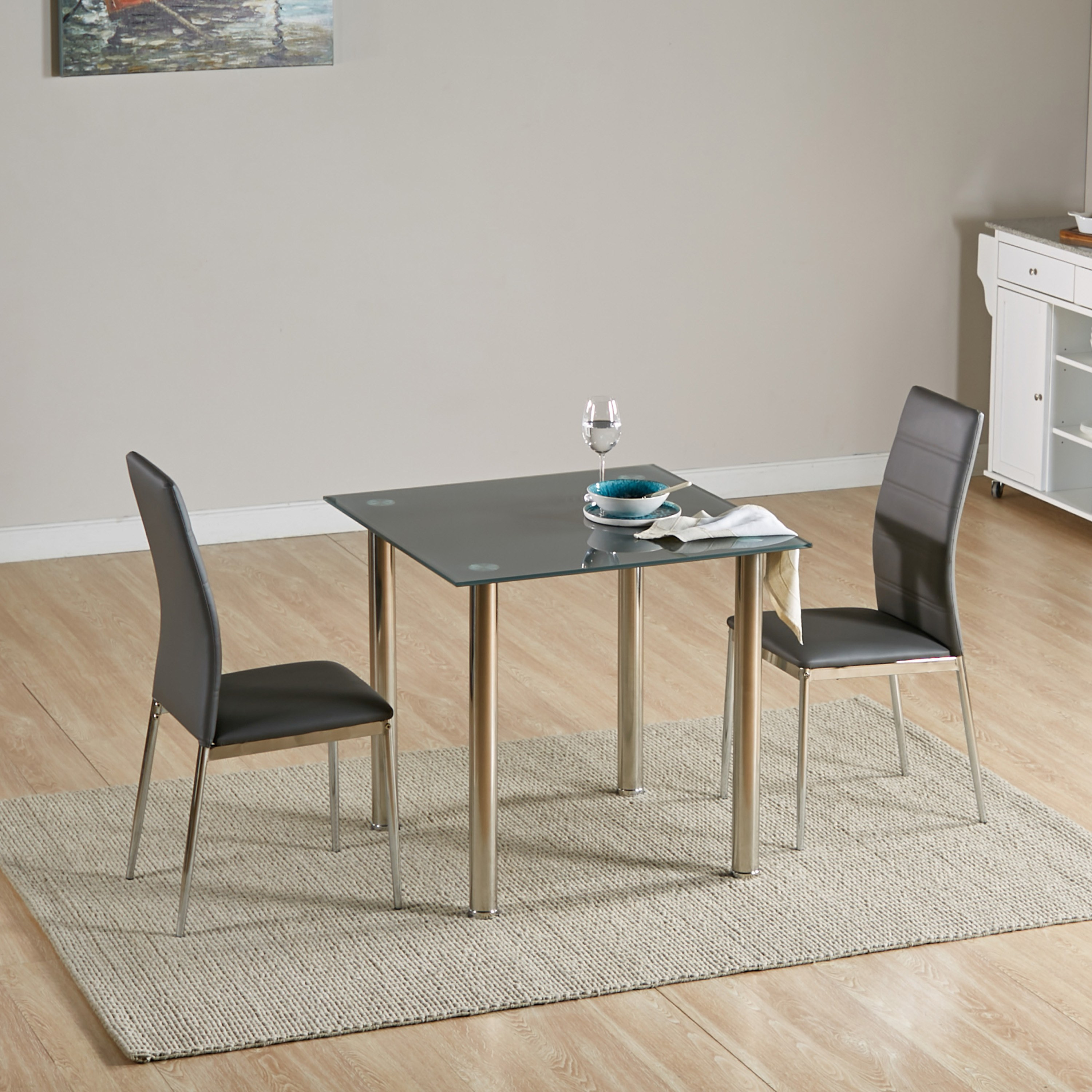 Glass dining table set for deals 2