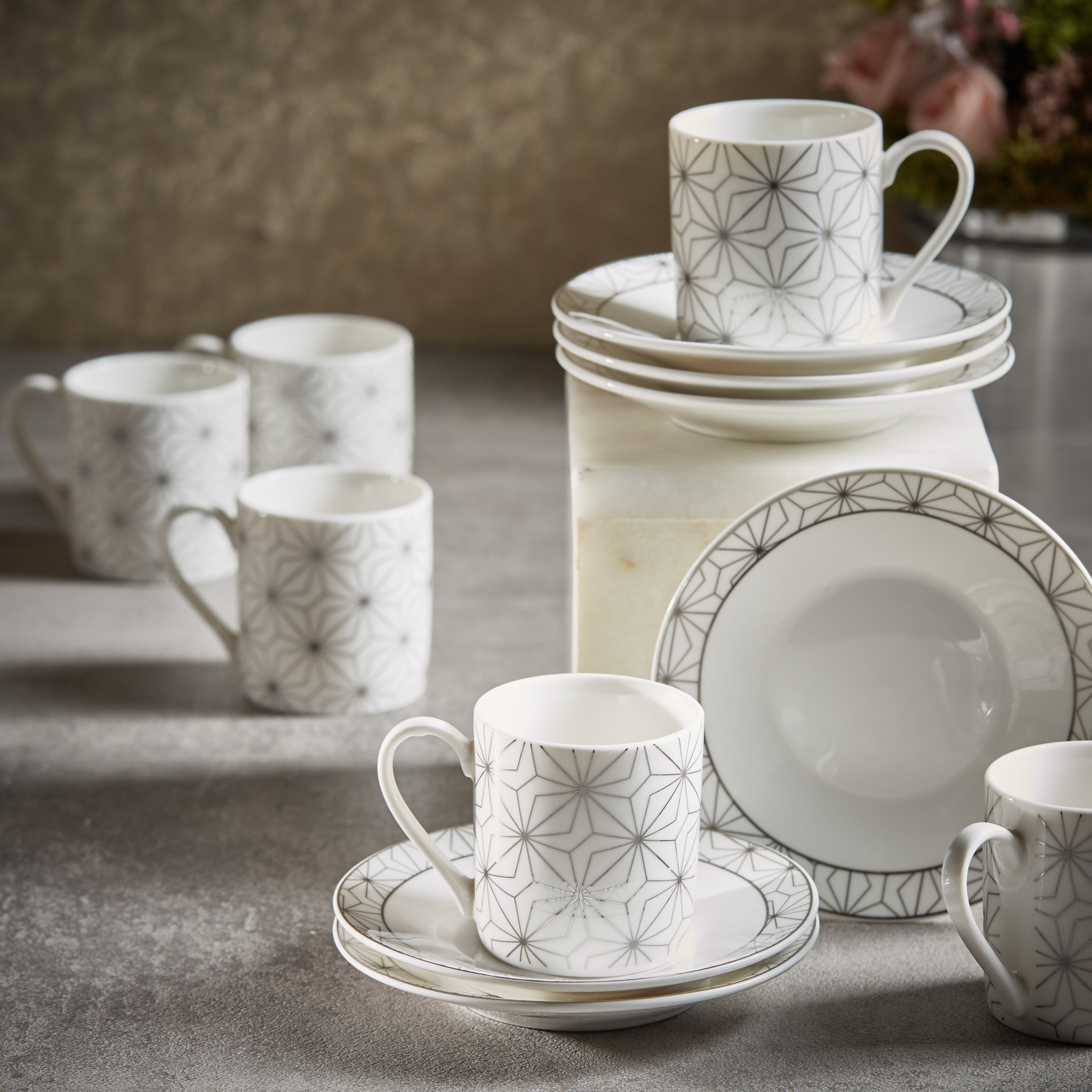 Shop Lenox 12 Piece Espresso Cup and Saucer Set 90 ml Online Home Centre Bahrain