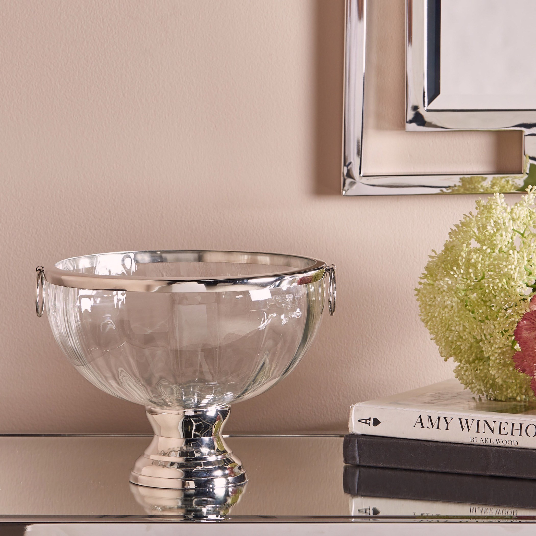 Terreno Decorative Glass Bowl with Pedestal Base - 27x26x19 cm-household-decor-vasesandbowls-image-1
