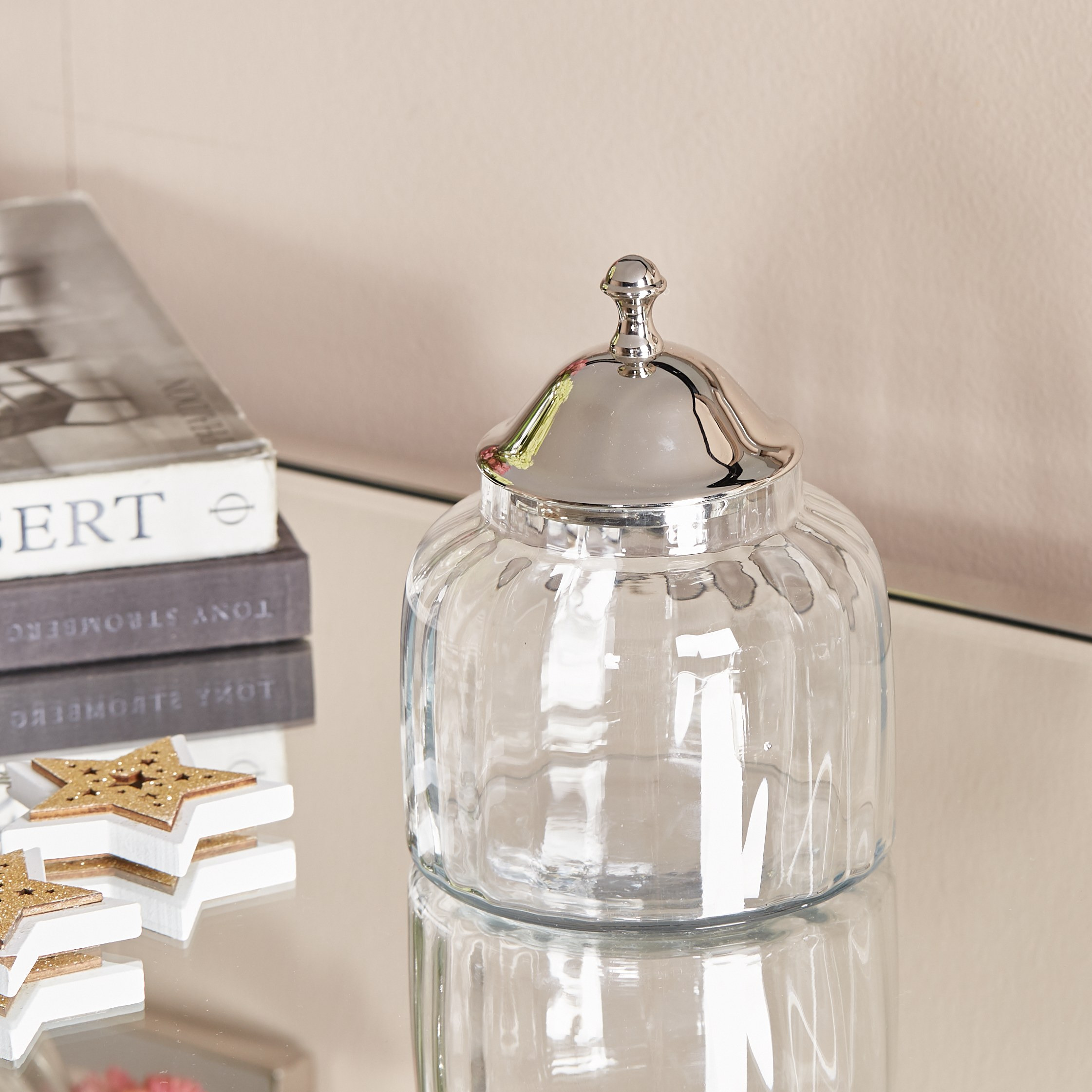 Terreno Decorative Glass Jar with Metal Lid-household-decor-decorativeobjectsandsculptures-image-2