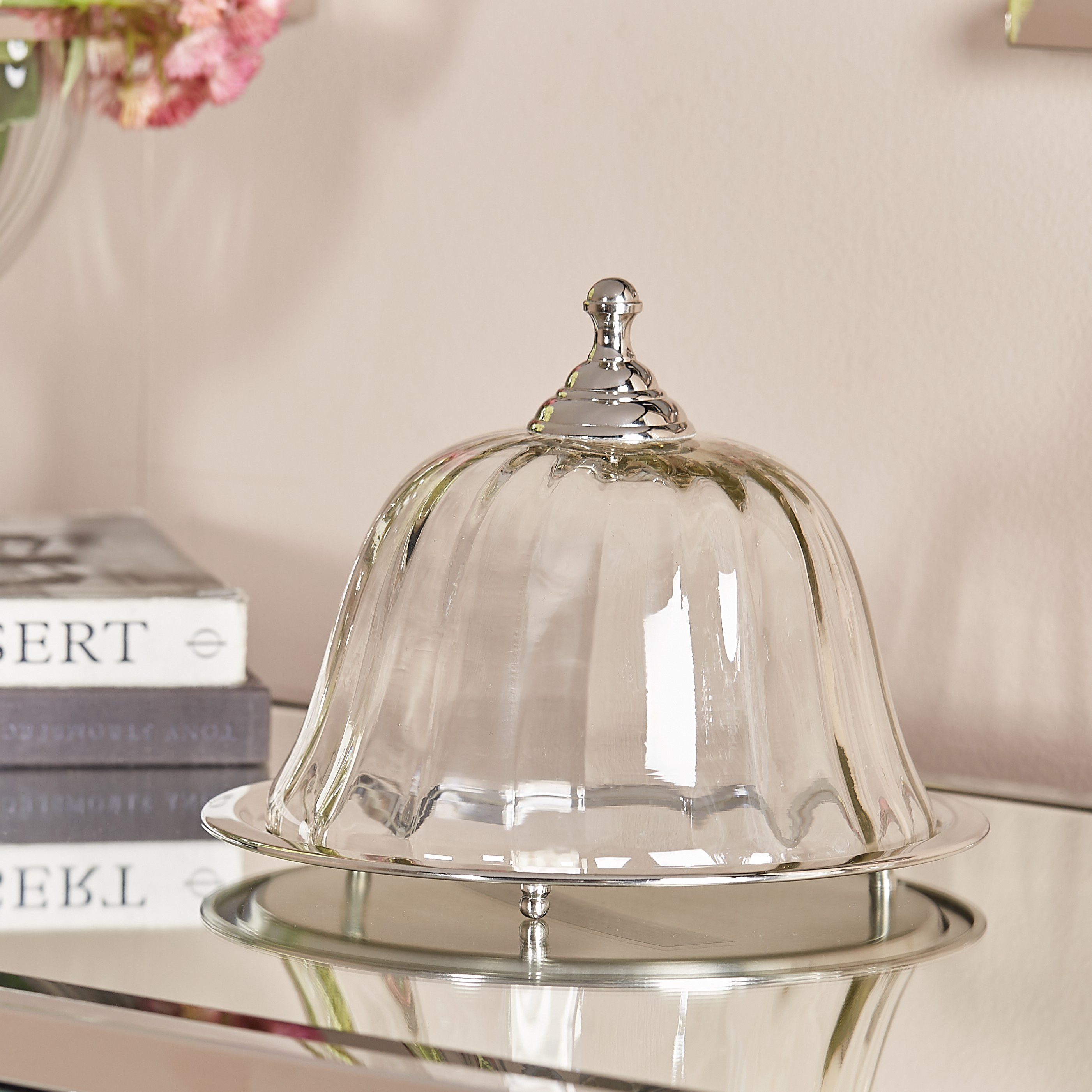 Terreno Decorative Tray with Glass Dome-household-decor-boxesandtrays-image-1