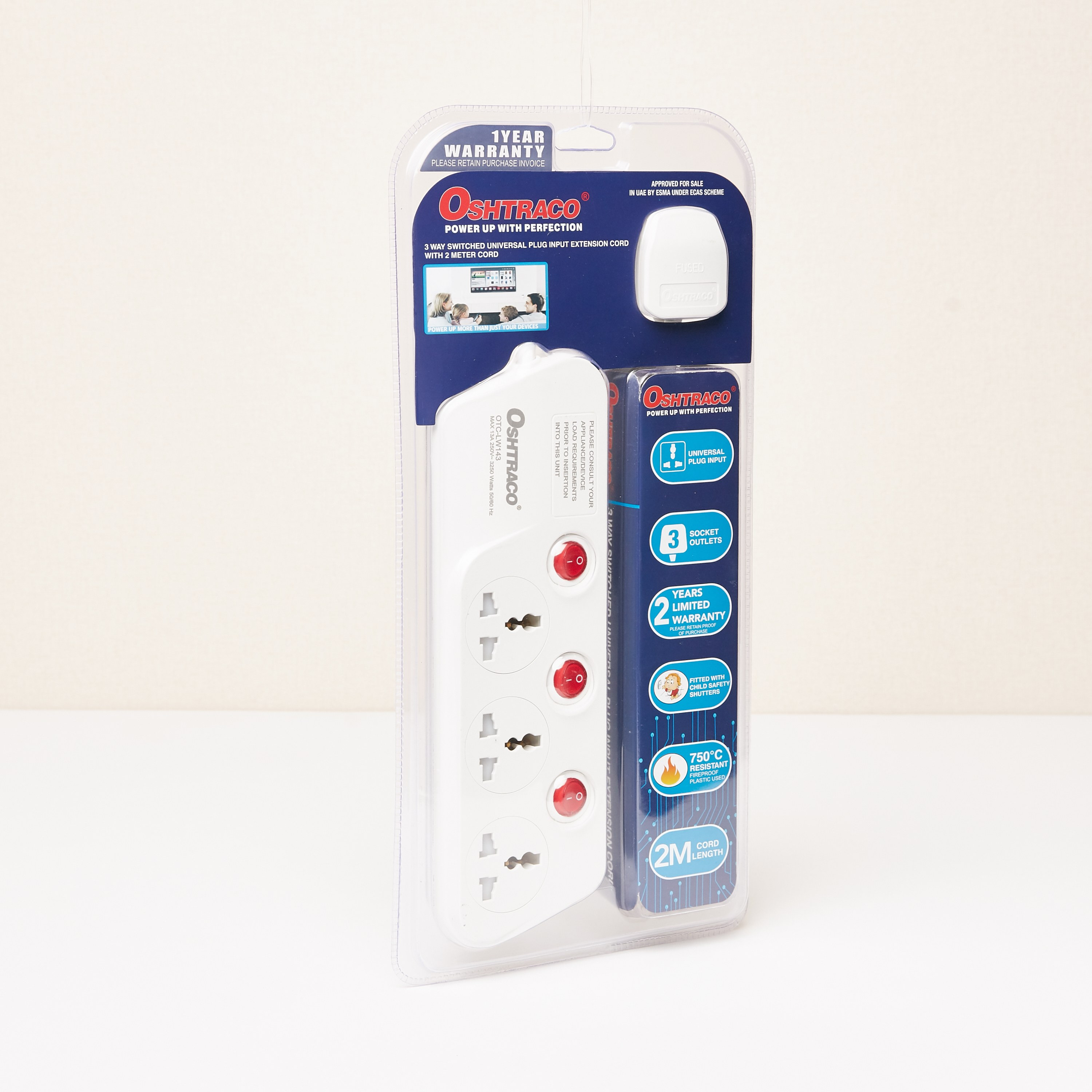 Oshtraco 3-Way Universal Switched Socket with 2 Metre Cord-household-lighting-electricalaccessories-image-3