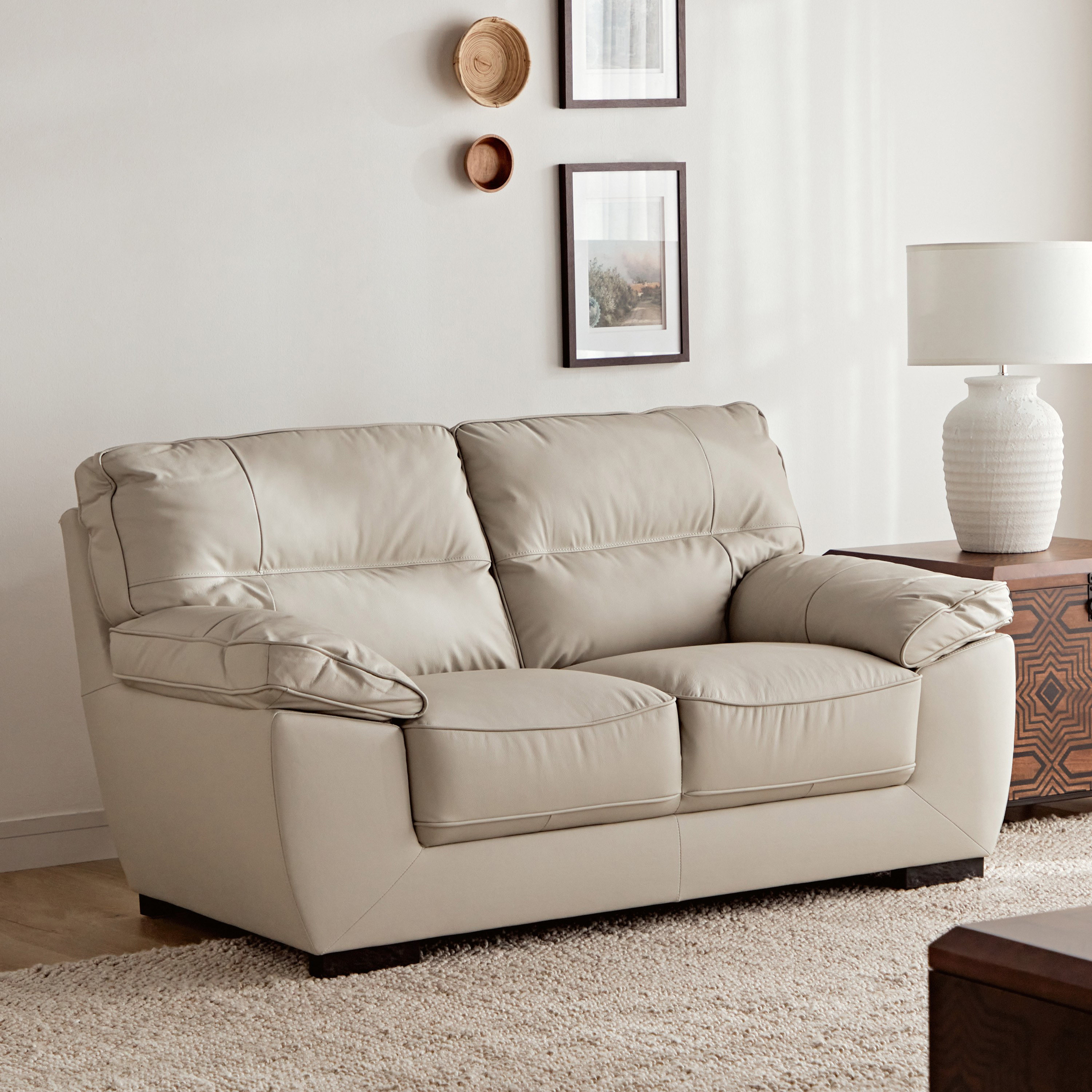 Beige leather lounge sale