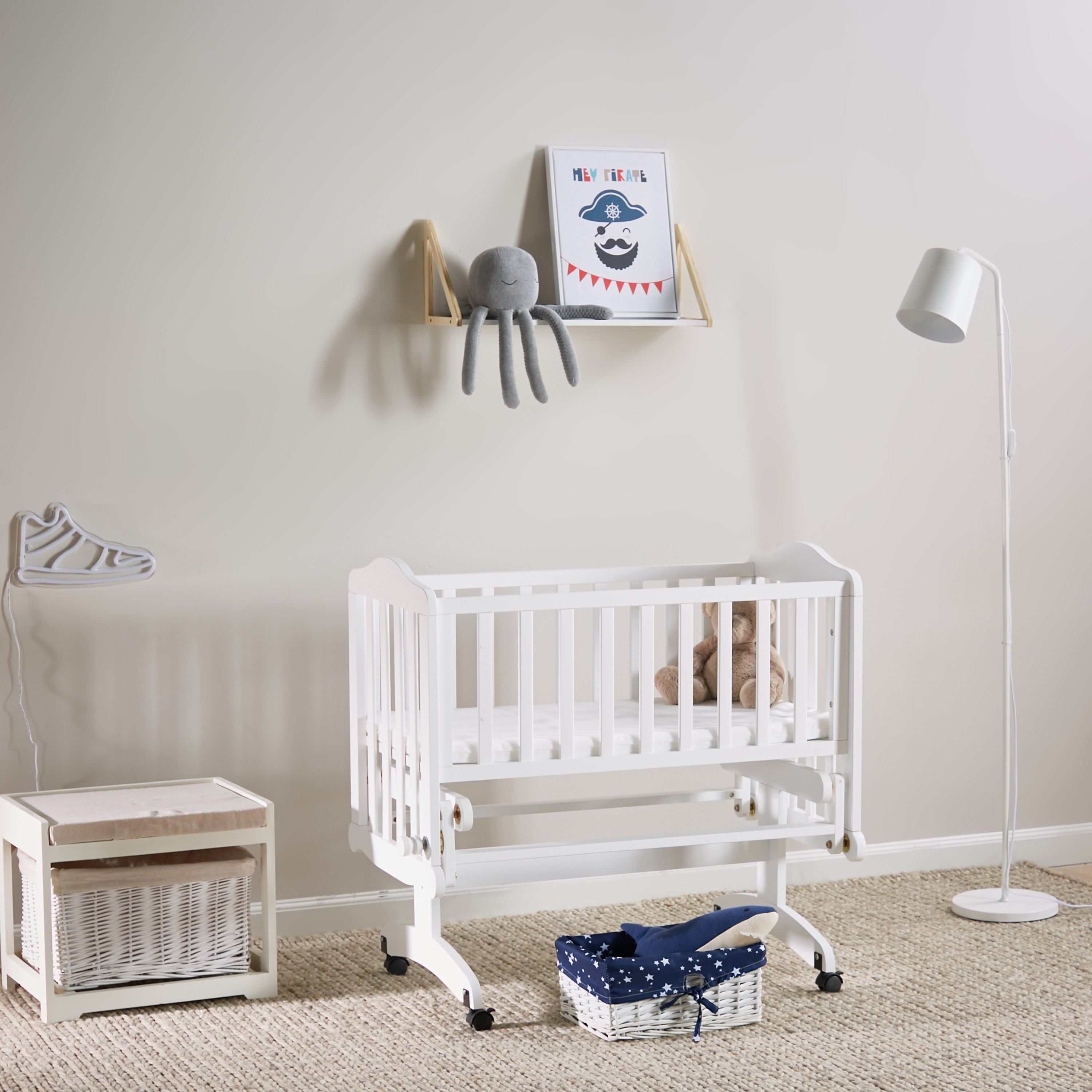 Swinging crib store and mattress