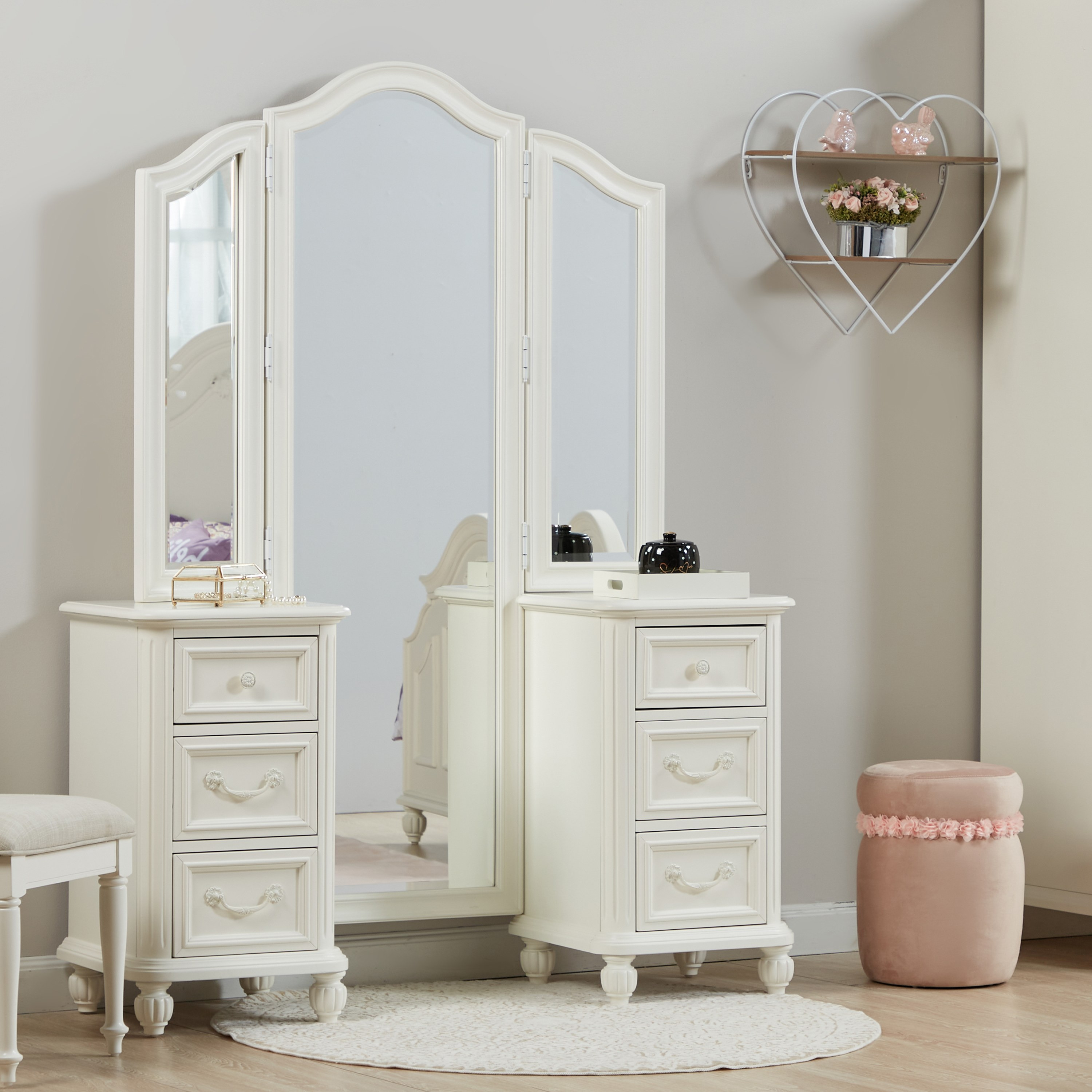 Bedside Table Full Length Mirror Dressing Table Drawers Storage Cabinet  White | eBay