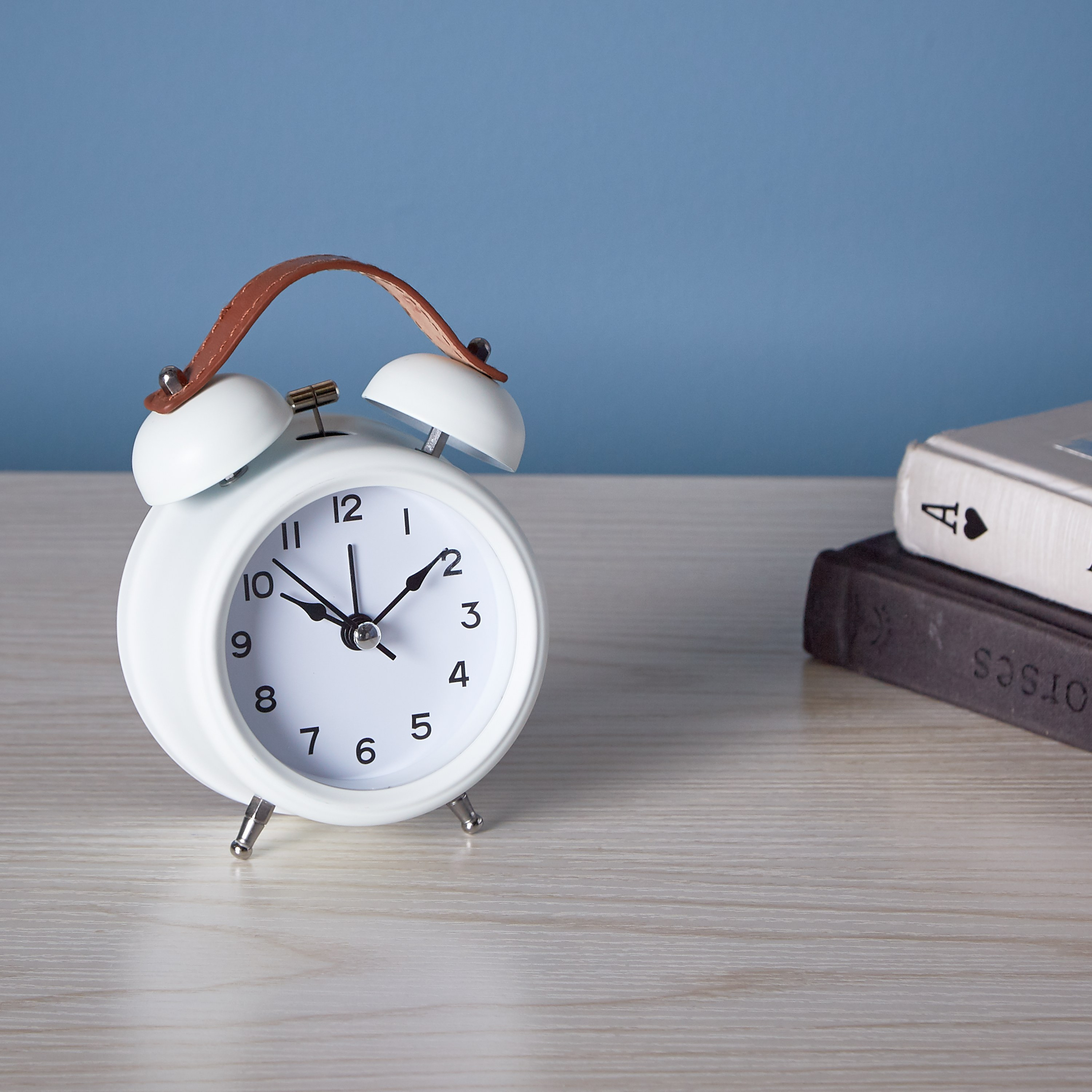 Mering Twin Bell Alarm Clock  with Leather Top Handle-household-walldecorandmirrors-clocks-image-2
