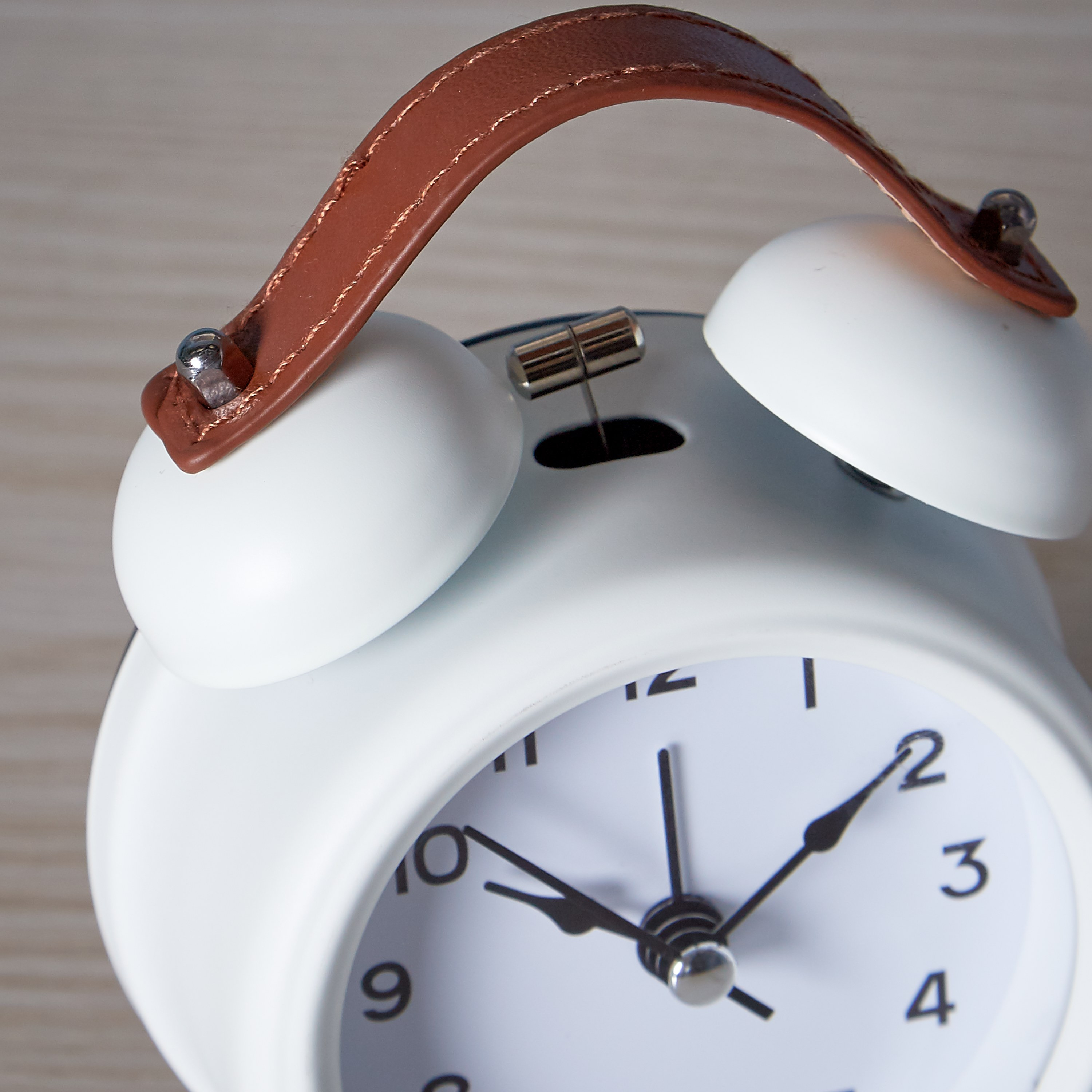 Mering Twin Bell Alarm Clock  with Leather Top Handle-household-walldecorandmirrors-clocks-image-3