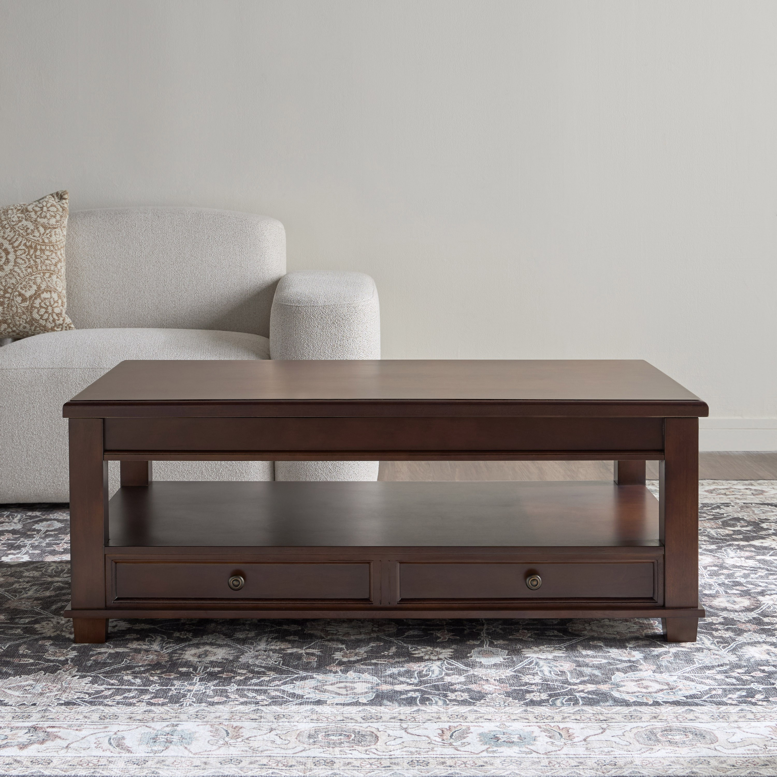 Solid wood coffee online table with drawers