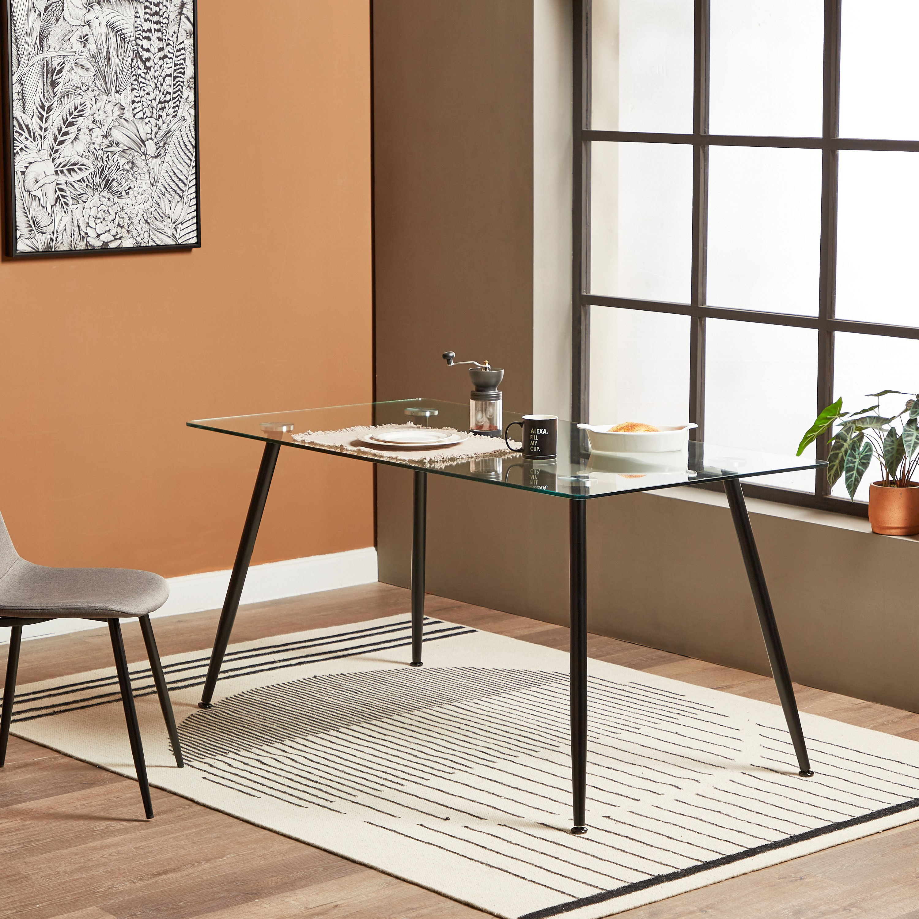 Glass of store dining table