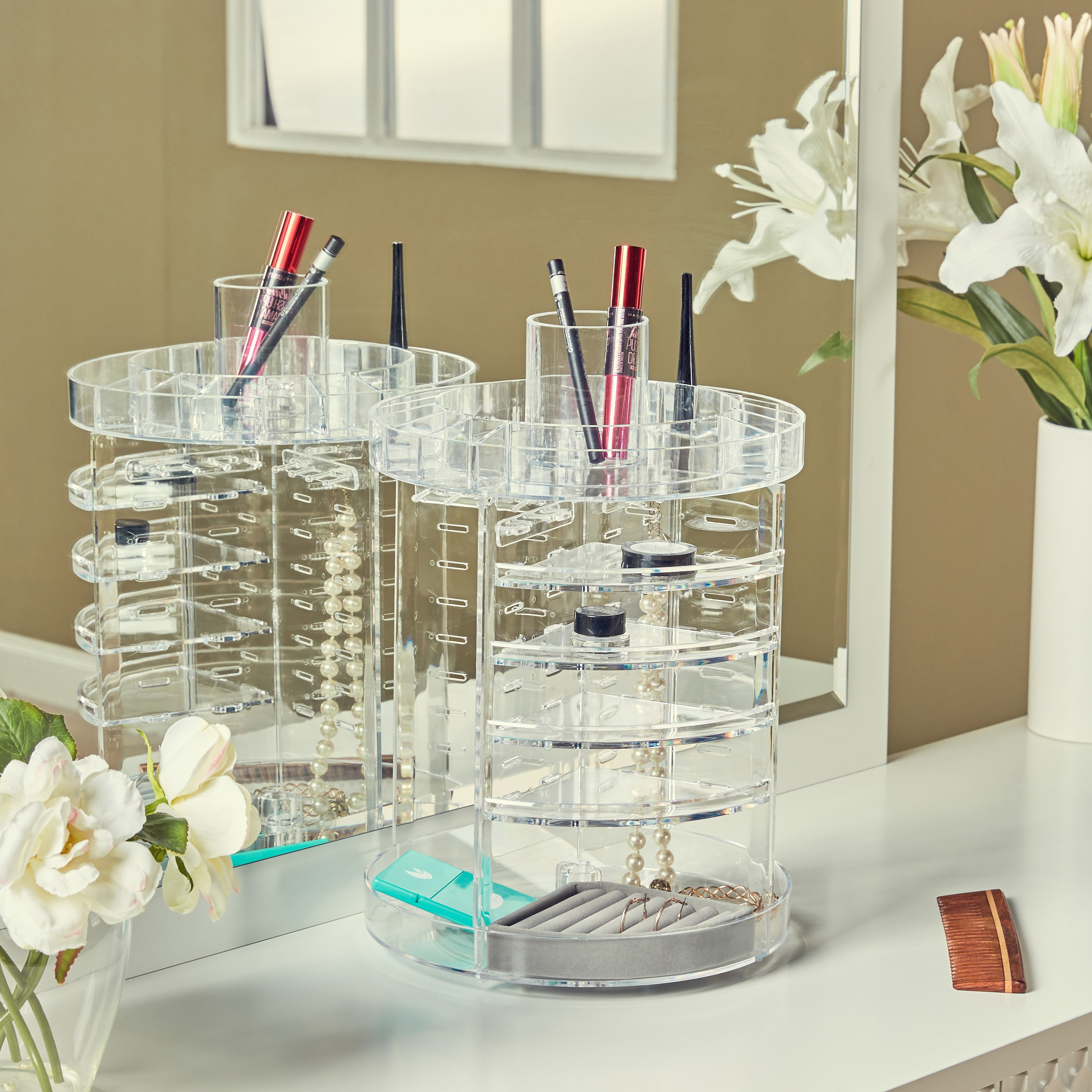 Zaya 2-Tier Rotating Makeup Organizer-household-storage-cosmeticorganizing-makeuporganizersandsets-image-5