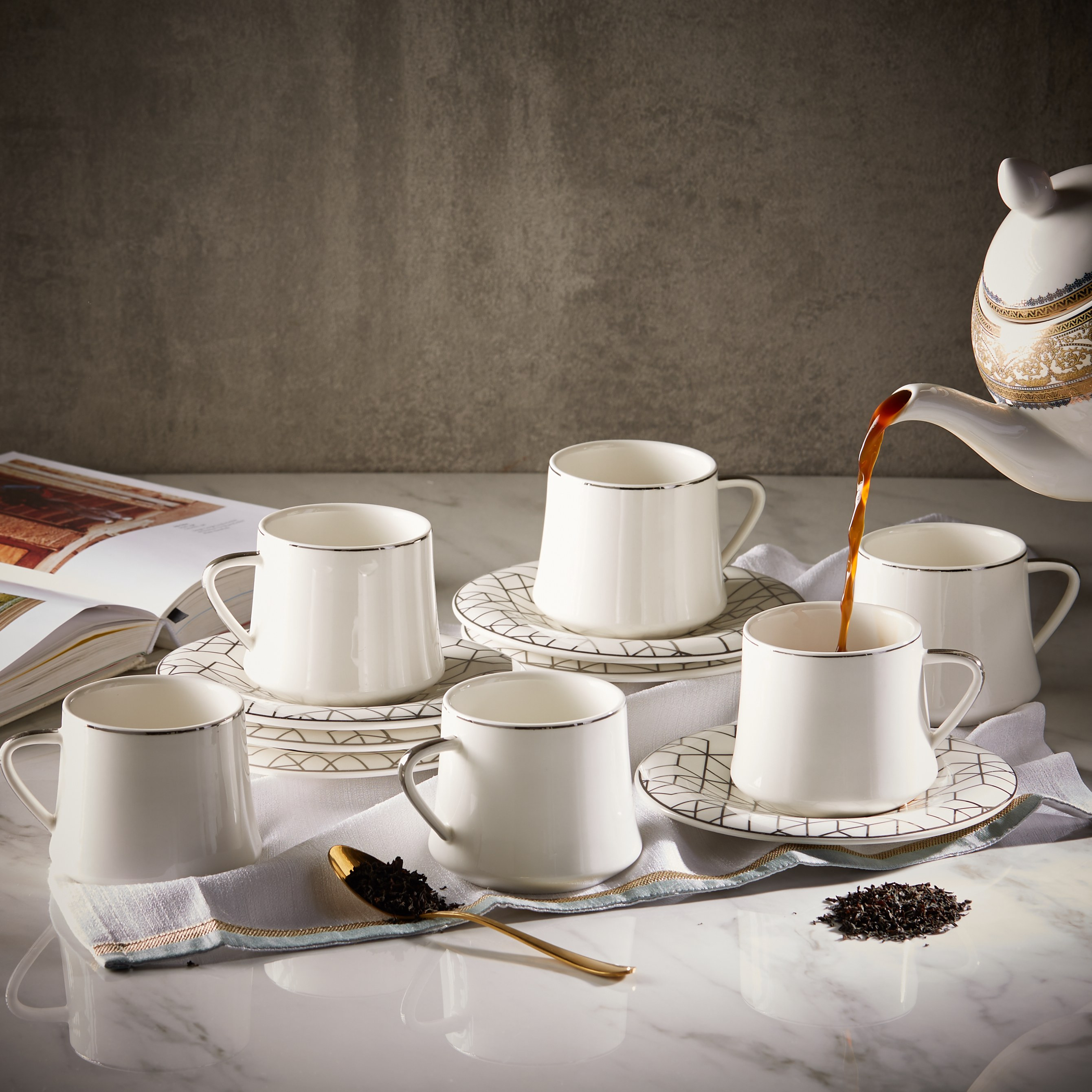 Kimi 12-Piece Printed Tea Set - 190 ml-household-dining-teaandcoffee-teaandcoffeesets-image-1