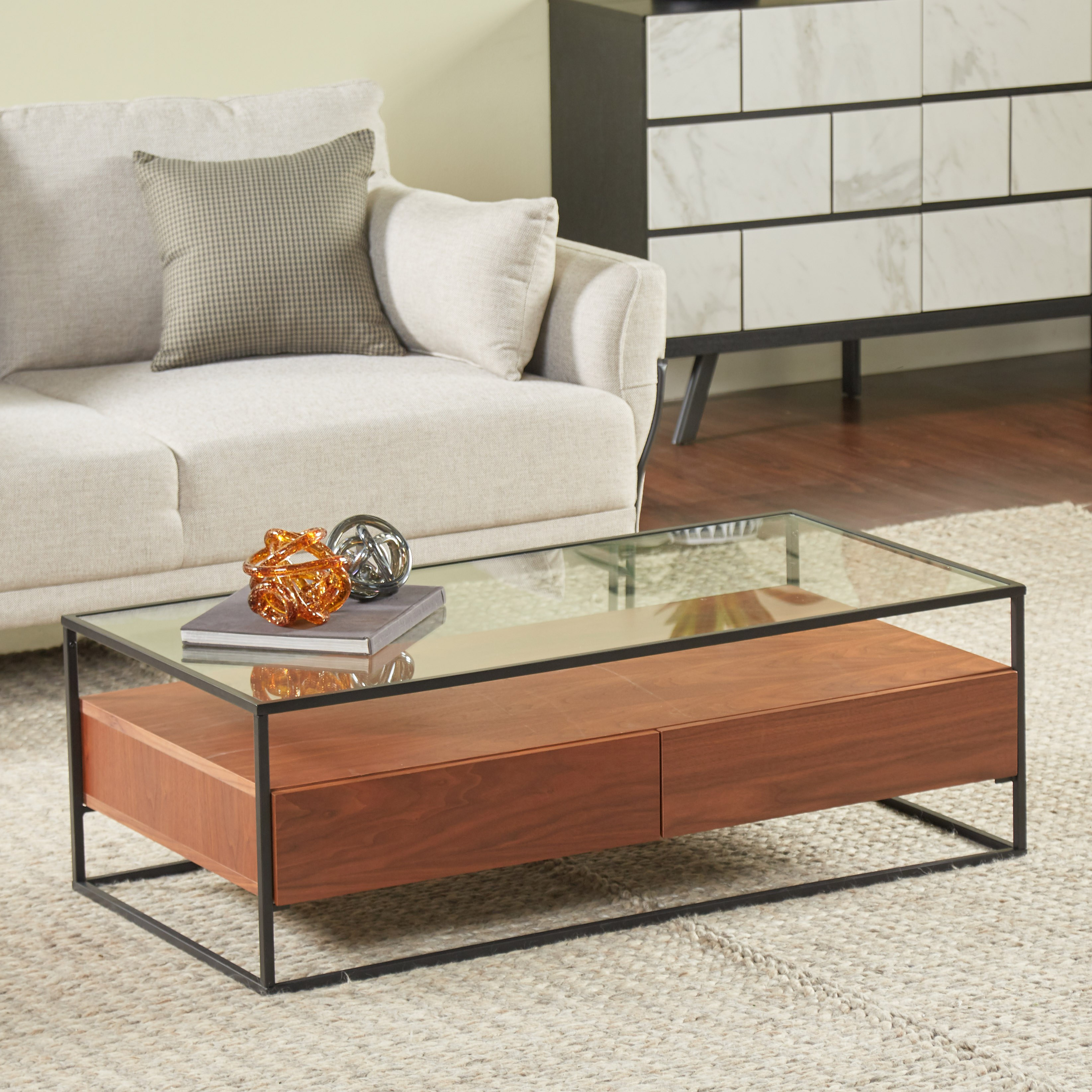 Large glass deals top coffee table