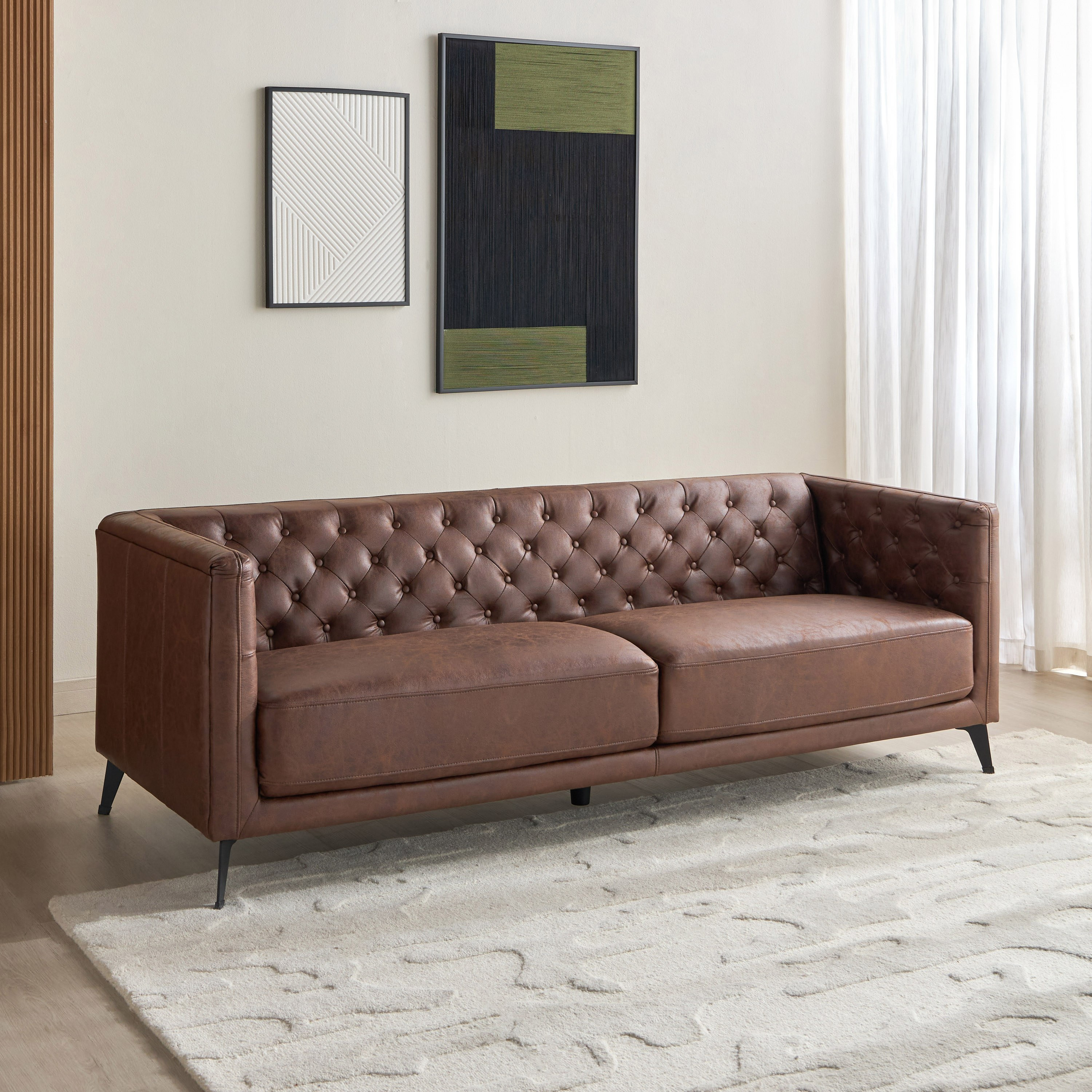 Lannie 3-Seater Faux Leather Sofa
