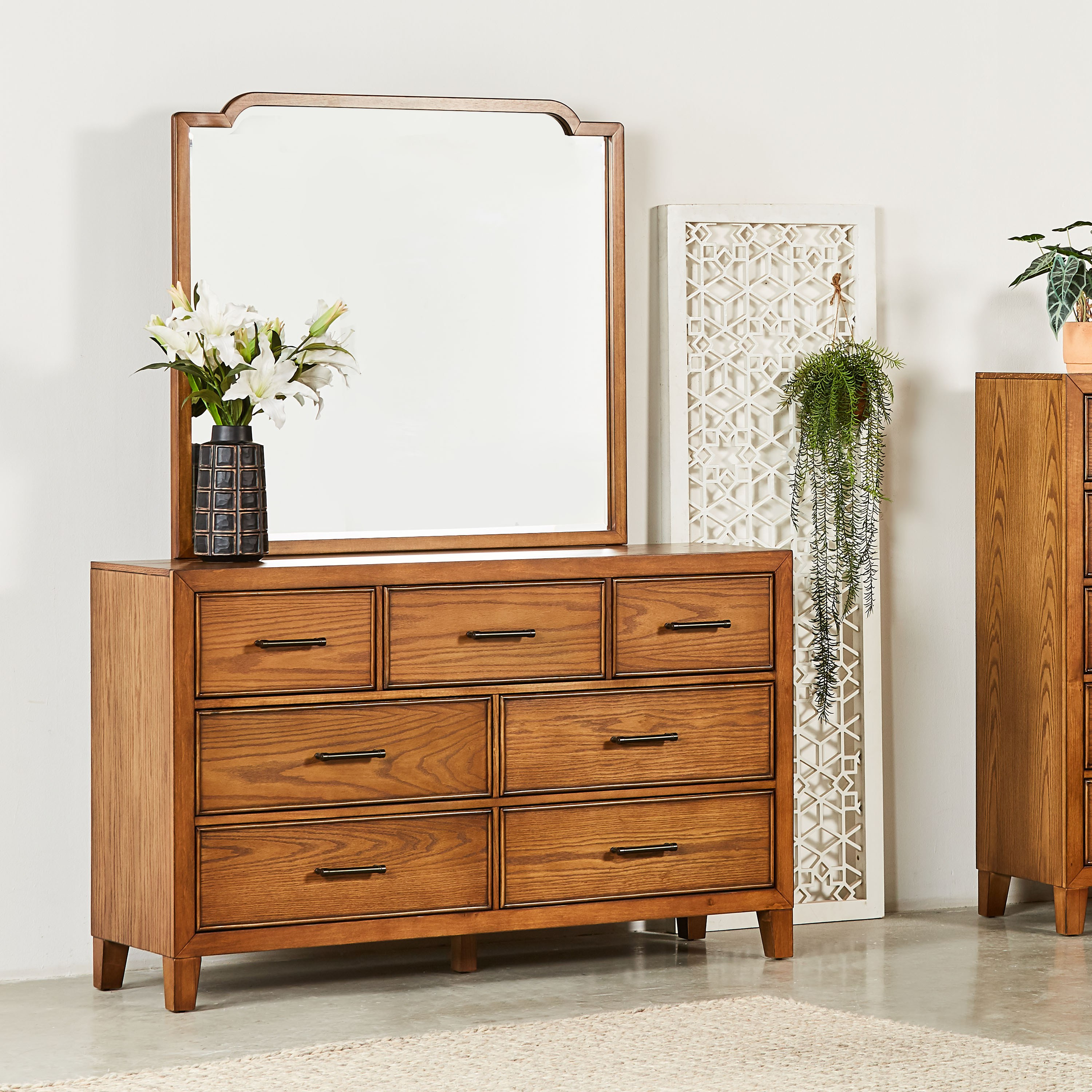 7 drawer dresser online with side cabinet