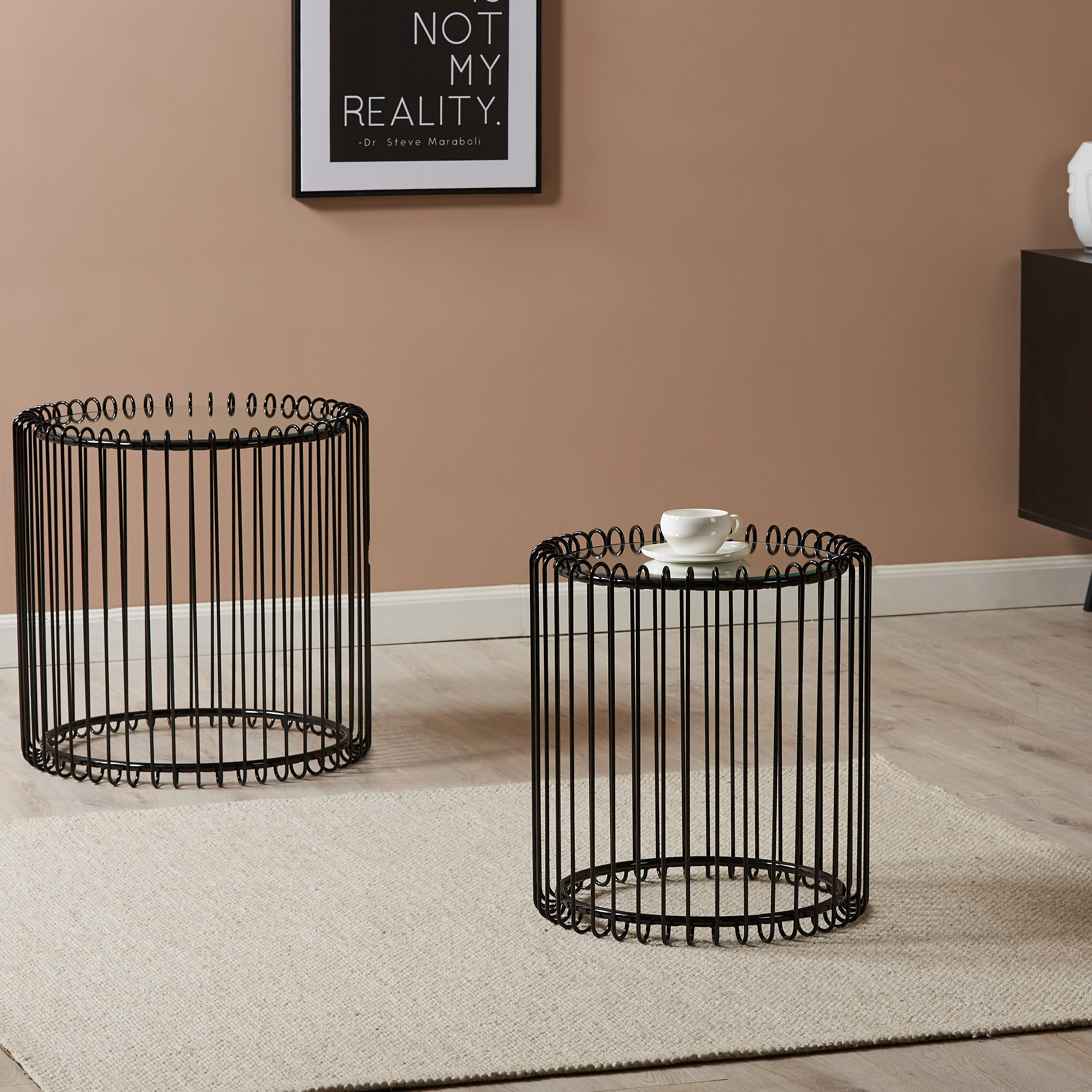 Shop Blackstone Glass Top Nesting Tables Set of 2 Online Homecentre