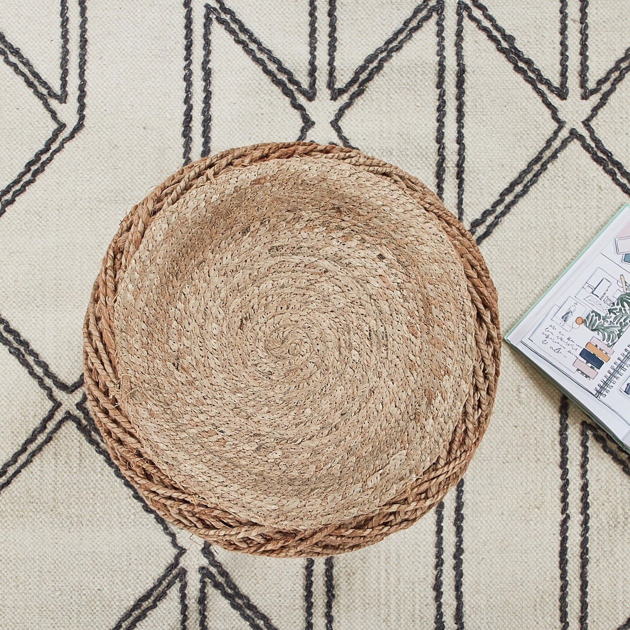 Vivian Jute Pouffe - 35x35 cm-household-cushionsandthrows-poufs-image-2