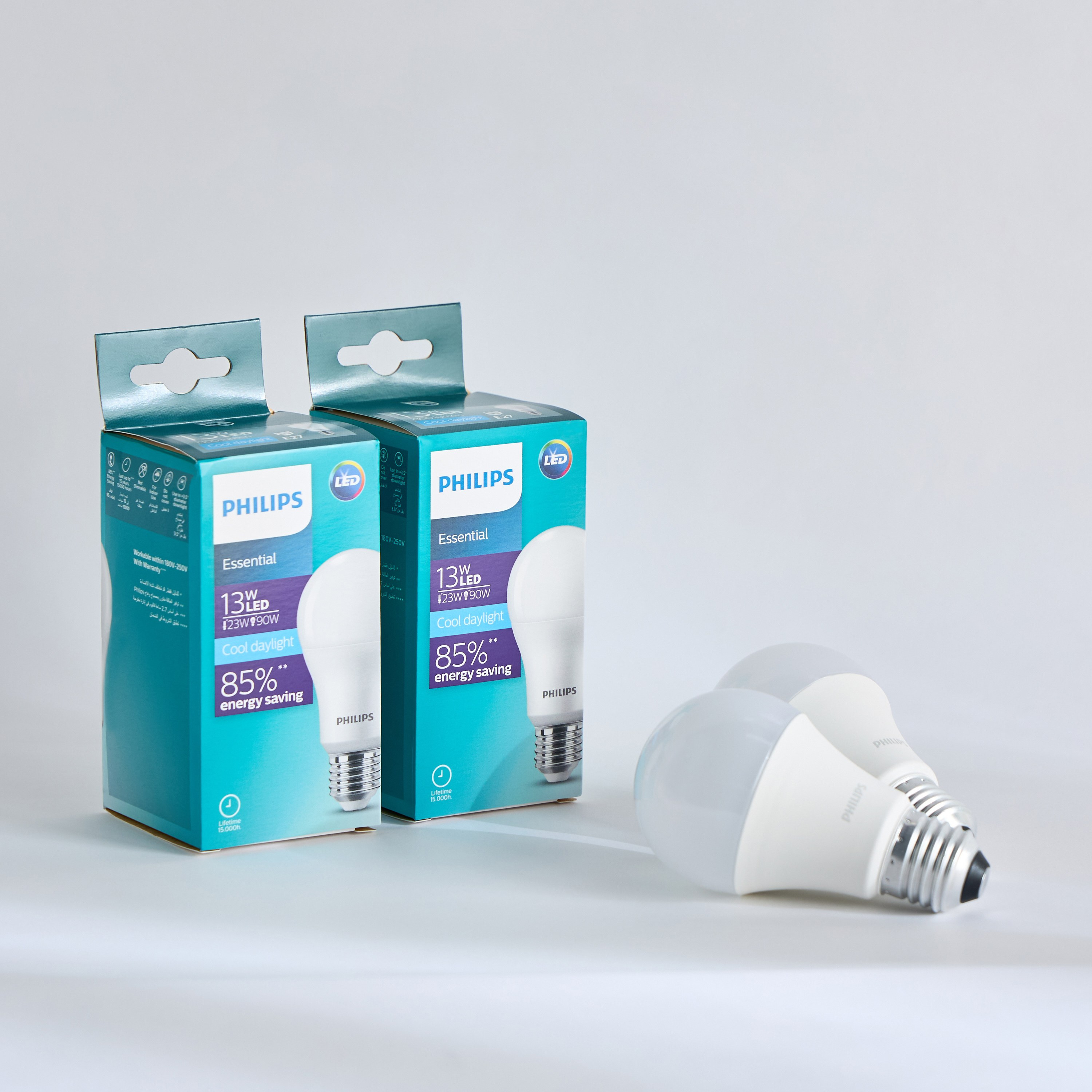 Philips Essentials LED A60 Bulb - Pack of 2 - E27 1450 lumen Coolday Light-household-lighting-bulbsandbatteries-bulbs-image-1