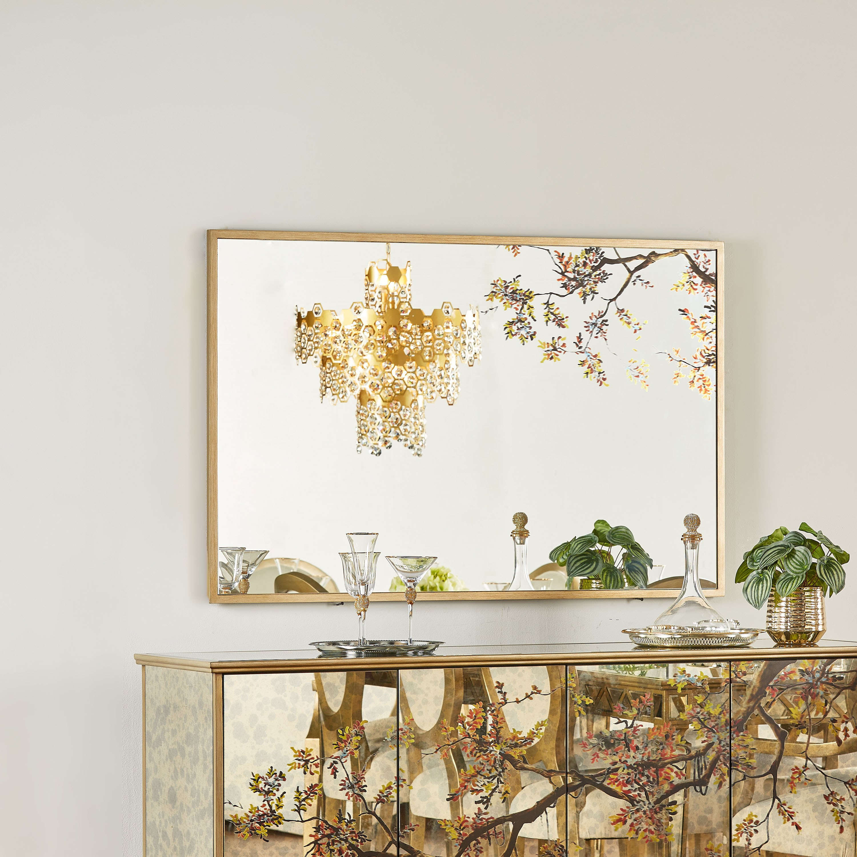 Mirrored deals buffet table