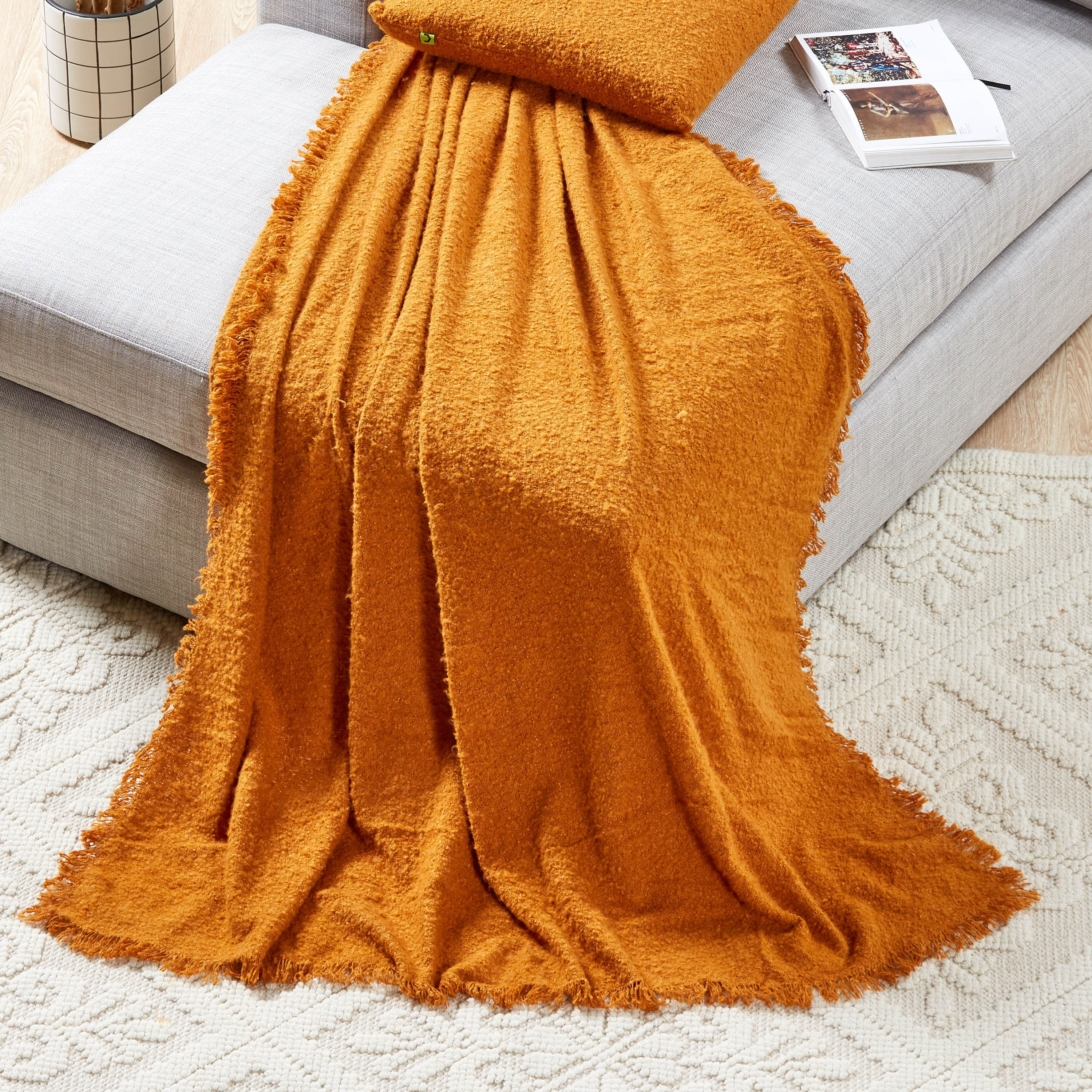 Boucle Textured Throw - 130x170 cm-household-cushionsandthrows-throwsandblankets-throws-image-1