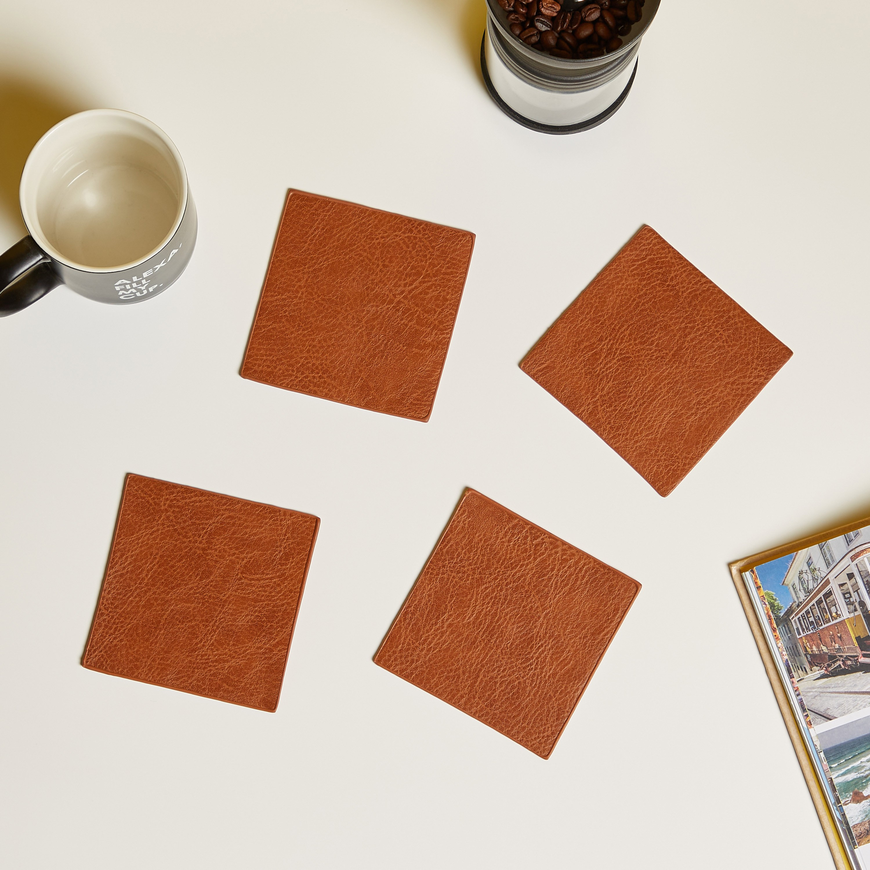Leather Look Coasters - Set of 4-household-dining-tablelinen-napkinsandaccessories-image-1