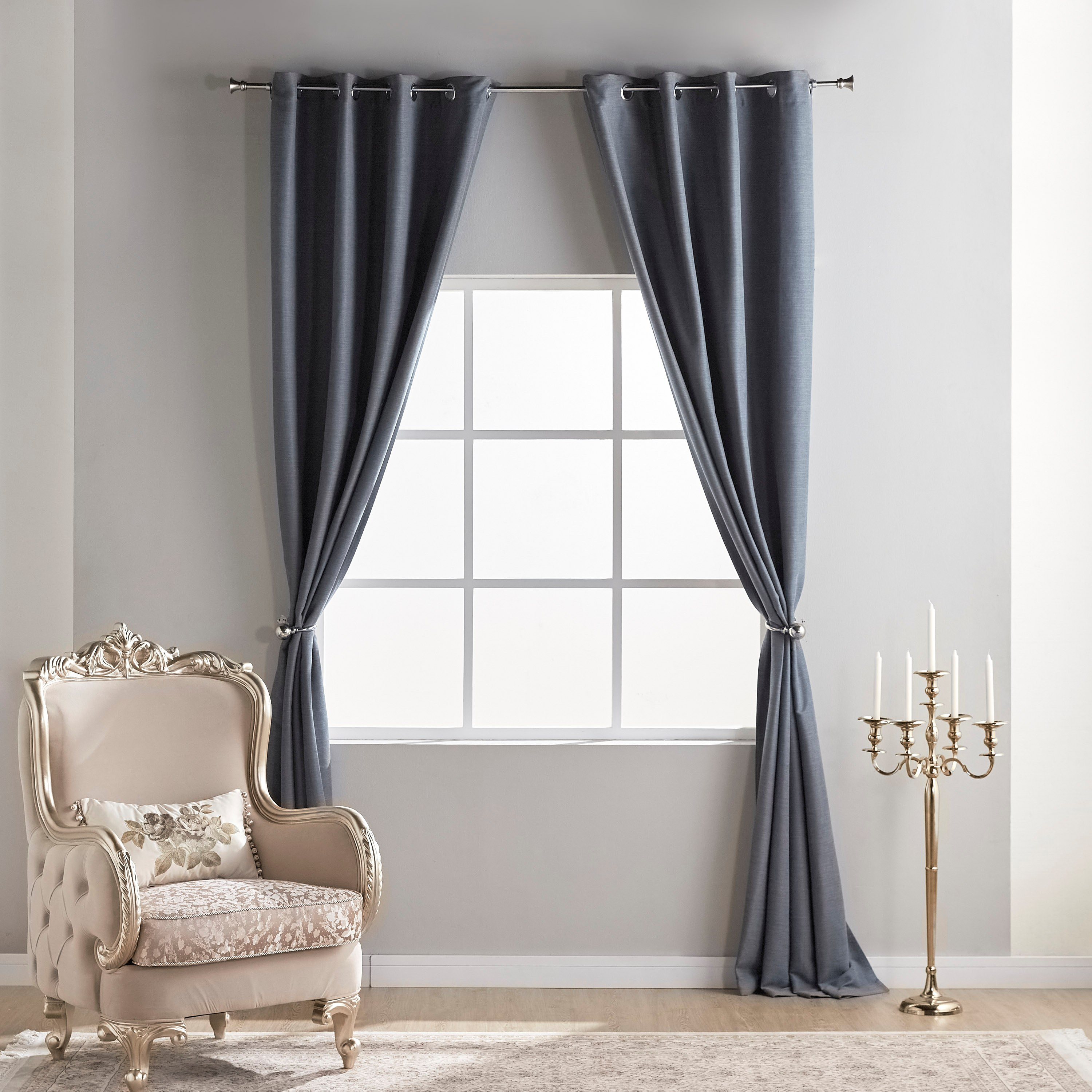 Pin Rib Corduroy 2-Piece Curtain Set with Tieback - 135x300 cm-household-windows-curtains-image-6