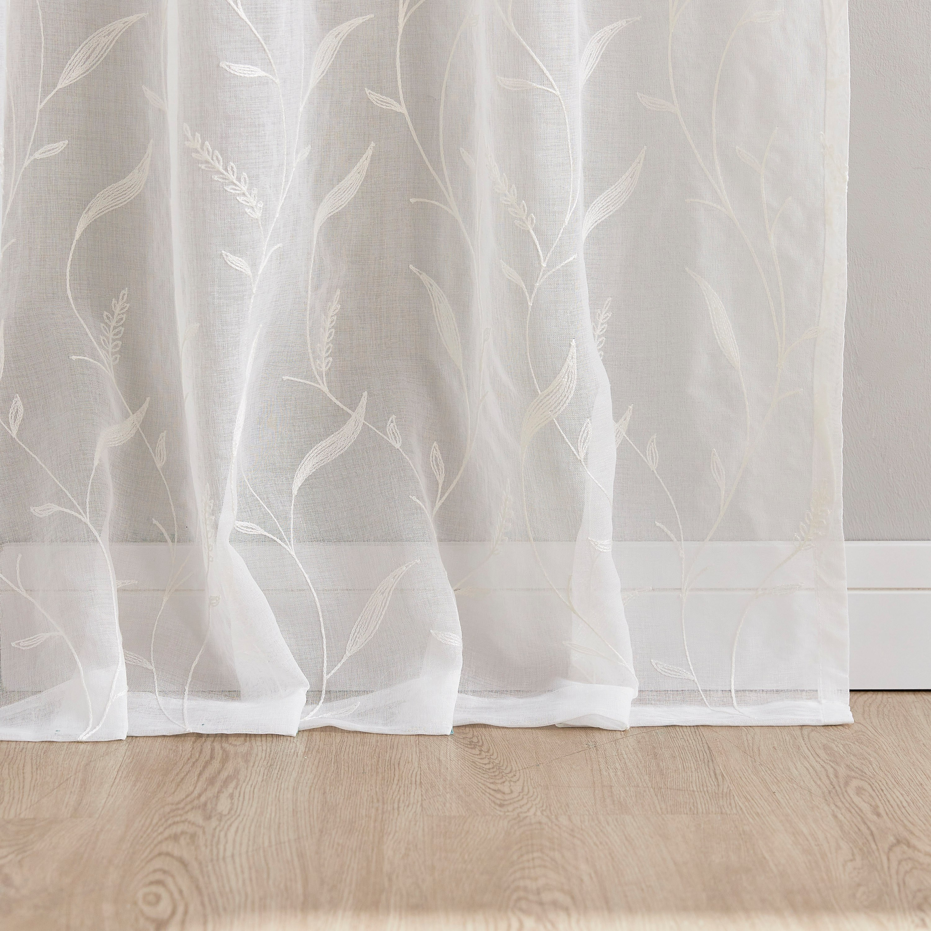 طقم ستائر شفّافة مطرّزة  من قطعتين من تريل - 135x240 سم-household-windows-curtains-image-4