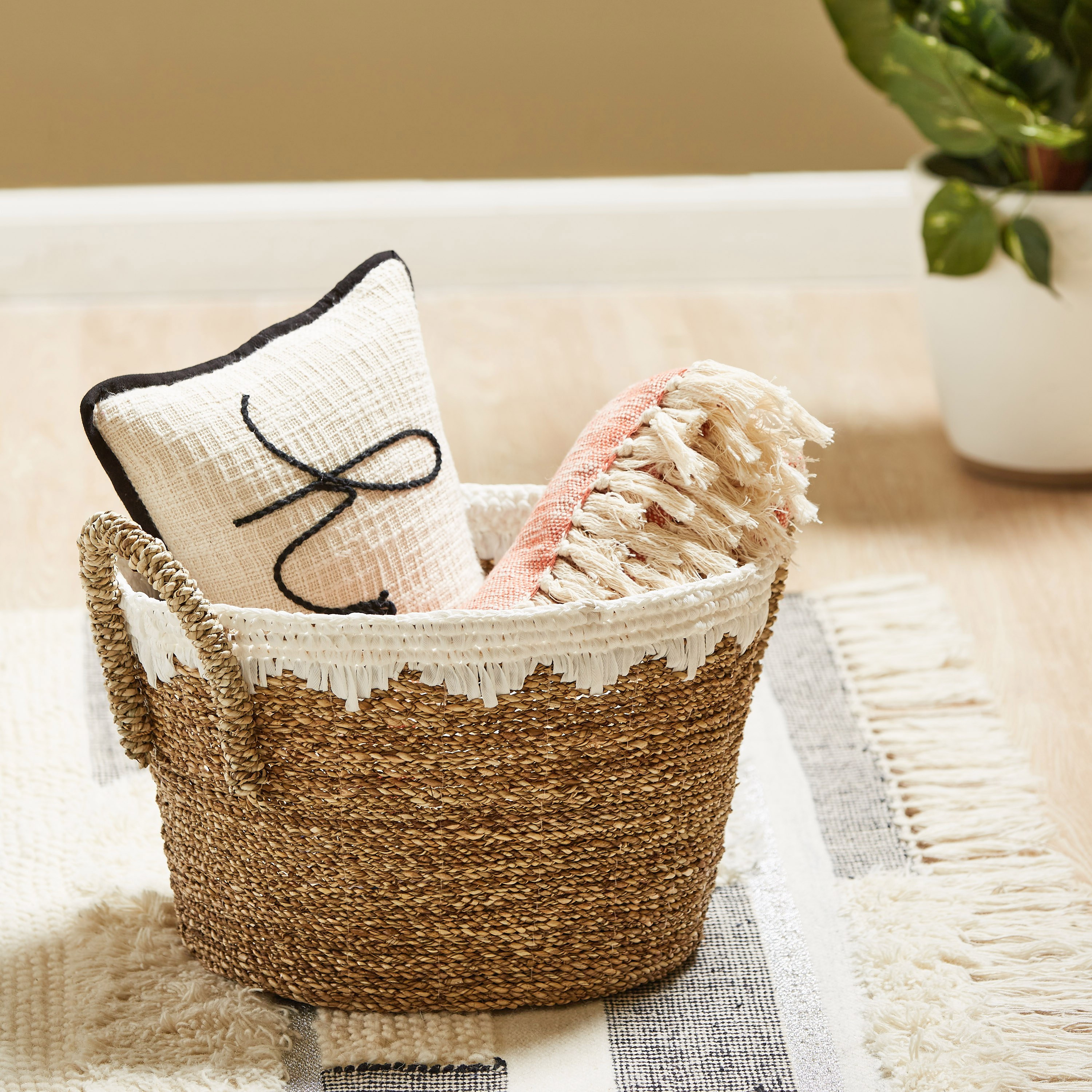 Hanna Seagrass Basket - 29 cm-household-storage-storagesolutions-storageboxesandbaskets-image-2