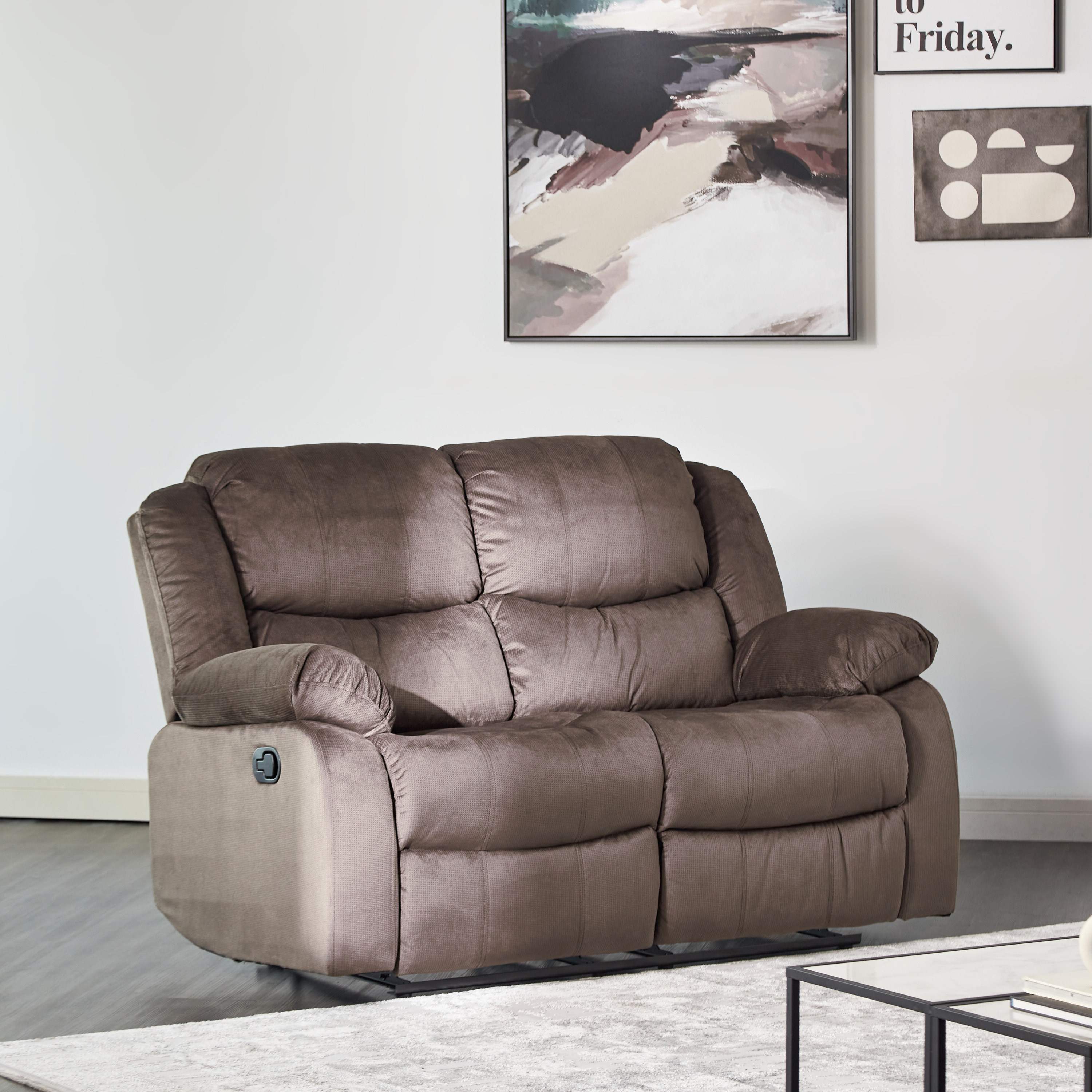 2 seater fabric recliner sofa hot sale