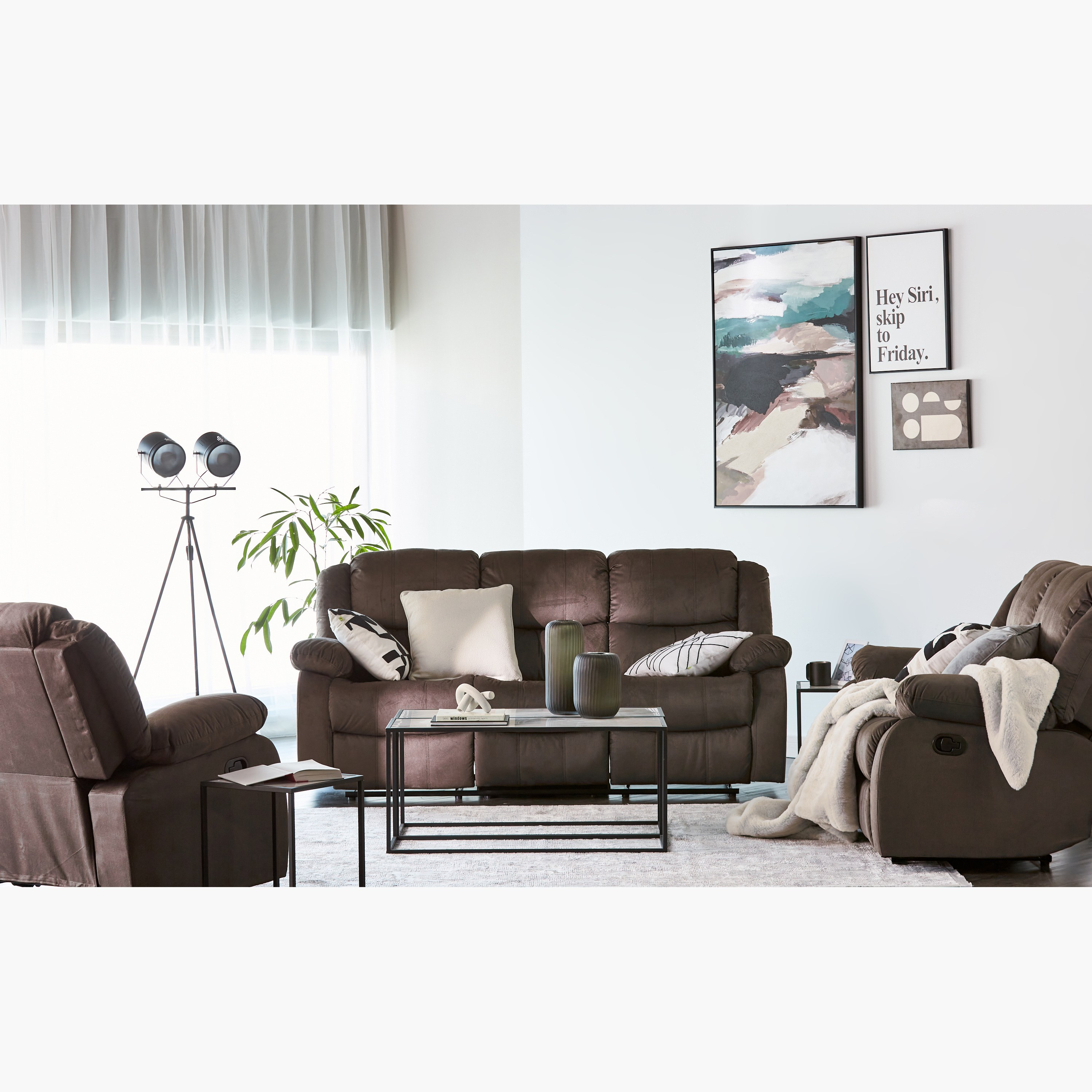 Shop Brenda 3 Seater Fabric Recliner Online Home Centre UAE