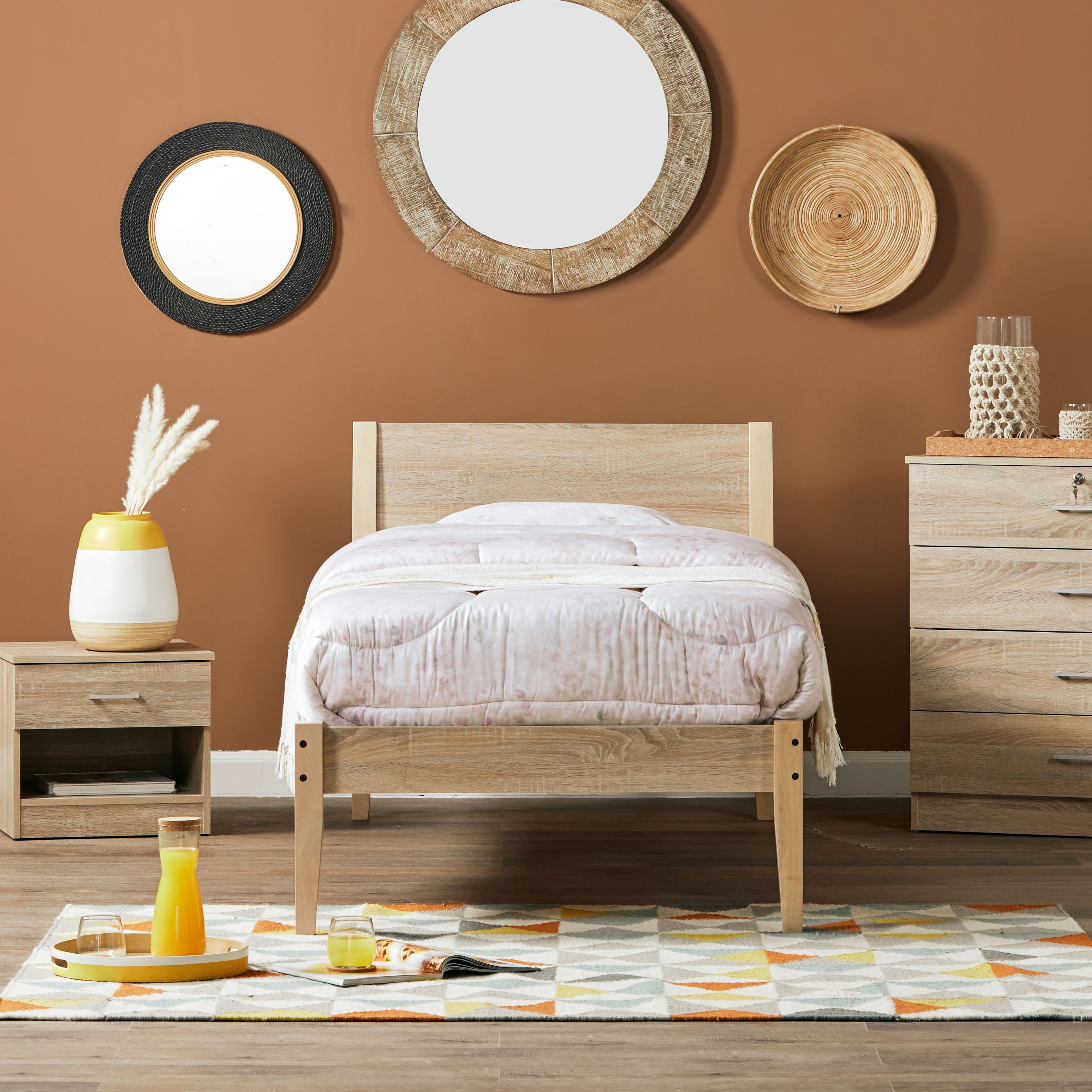 Brown twin online bed frame