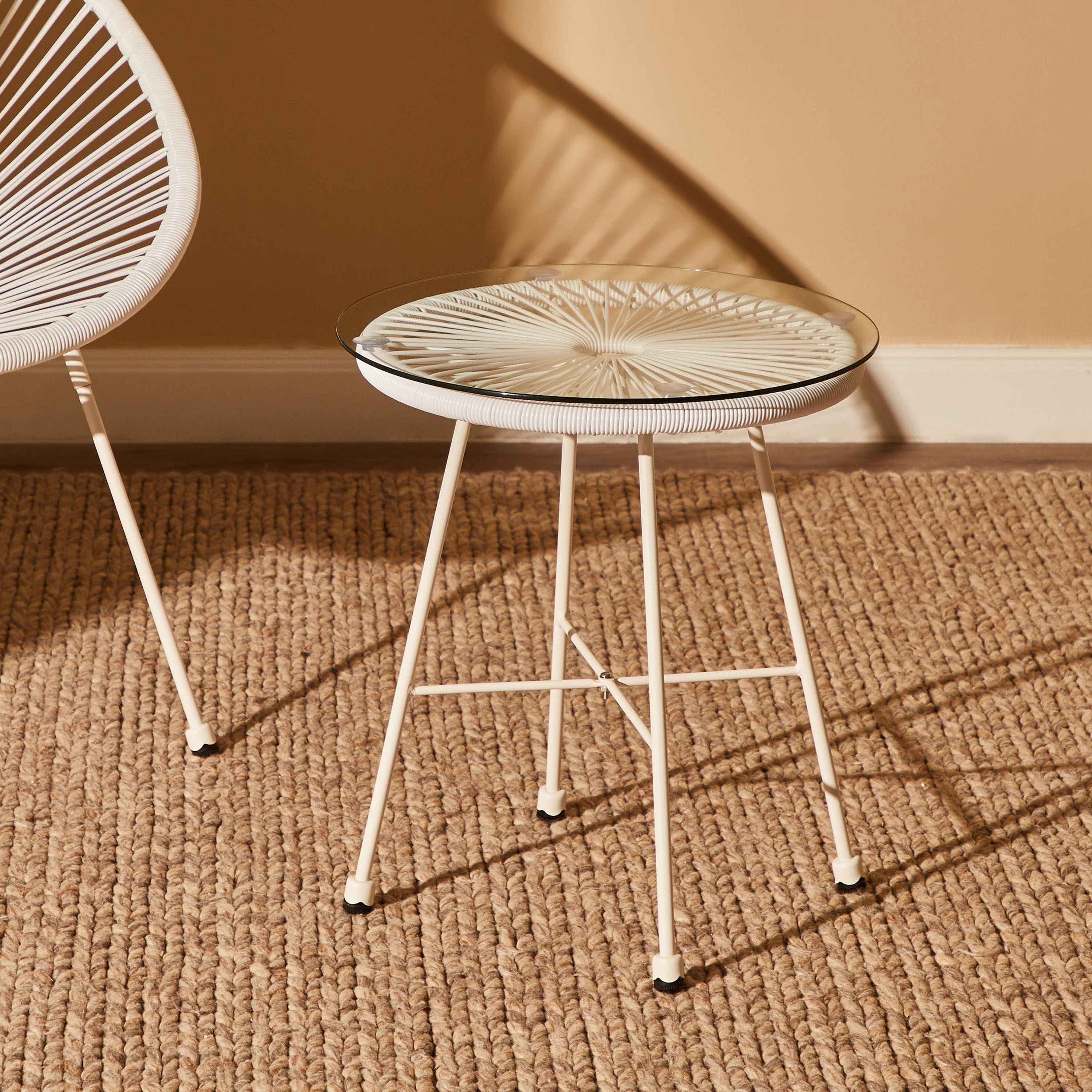 Egg Outdoor Glass Top Side Table-furniture-outdoor-sofasandchairs-image-1