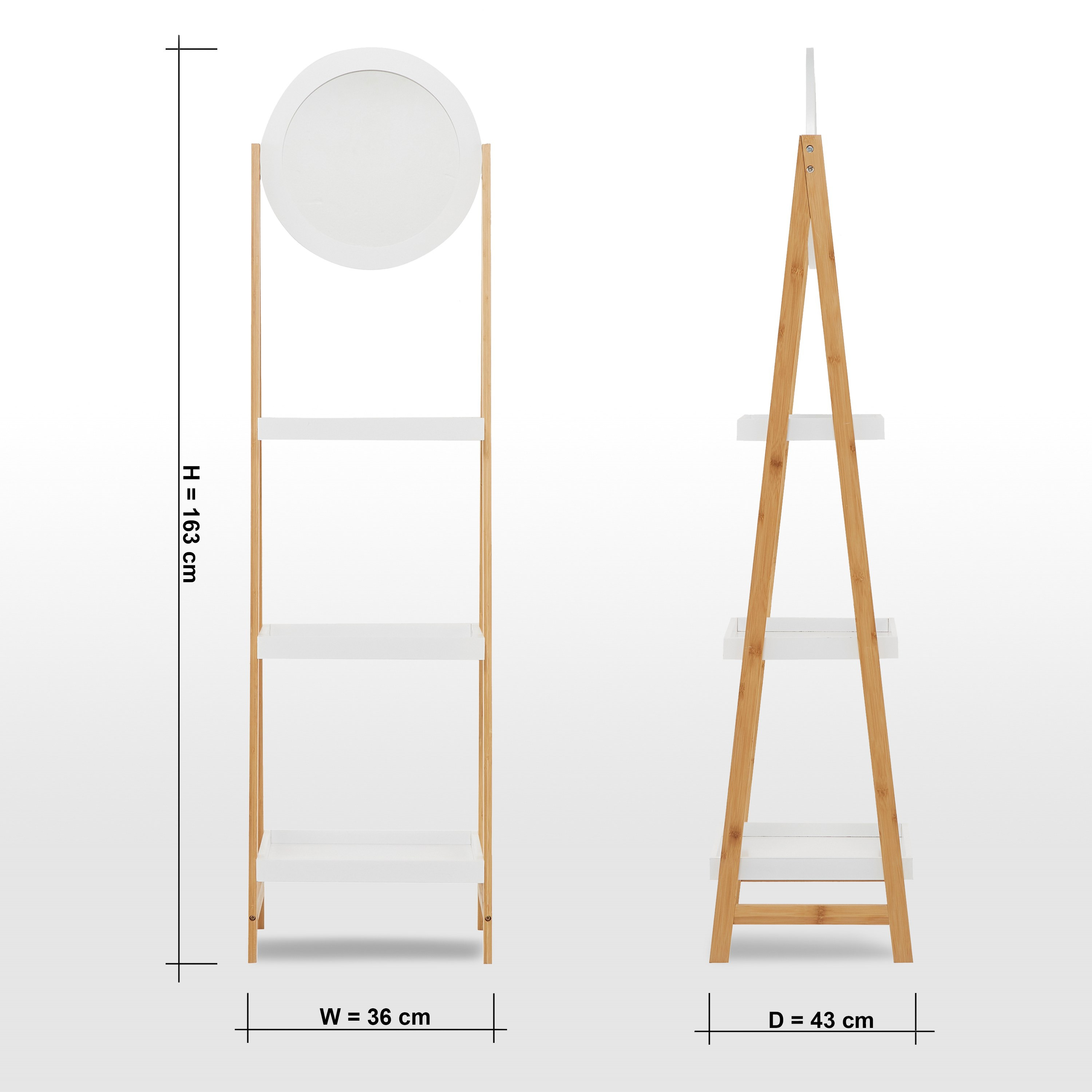 Brookline 3-Tier Shelf with Mirror - 43x36x163 cm-household-bathandlaundry-bathmirrors-bathroommirrorsandcabinets-image-6