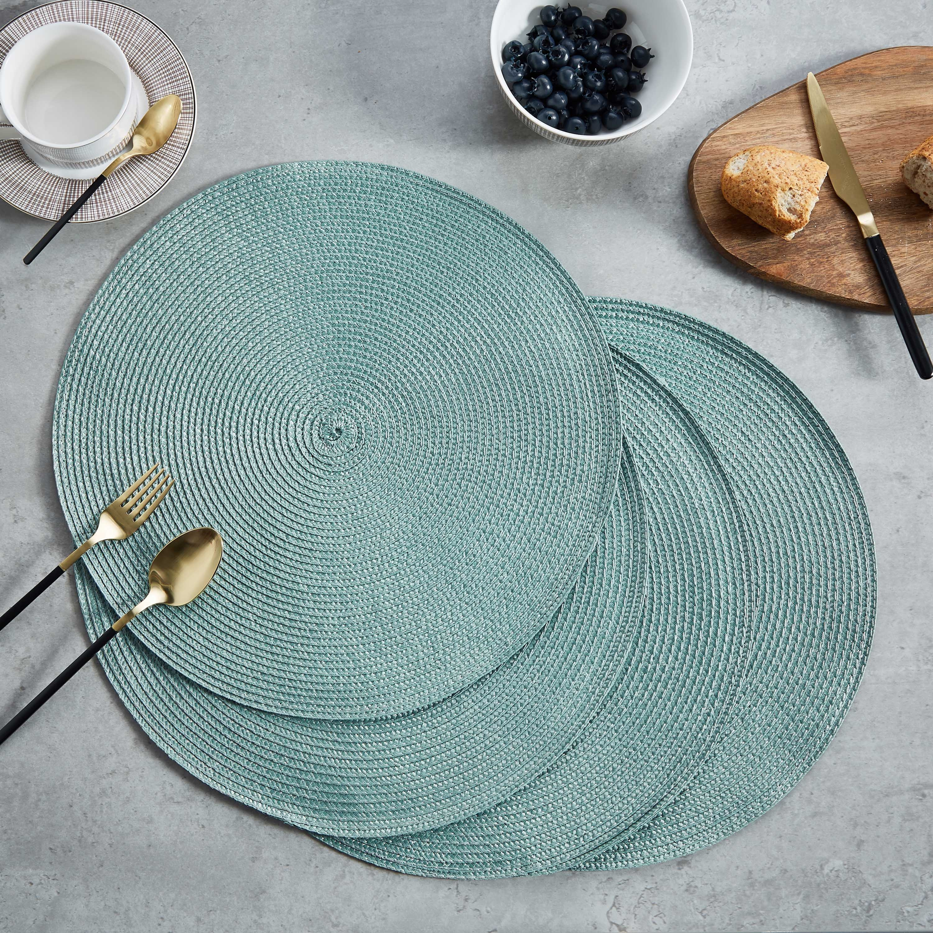 طقم لبادات صحون مستديرة قابلة للاستعمال على الوجهين بتصميم متموّج - 4 قطع-household-dining-tablelinen-placemats-image-1