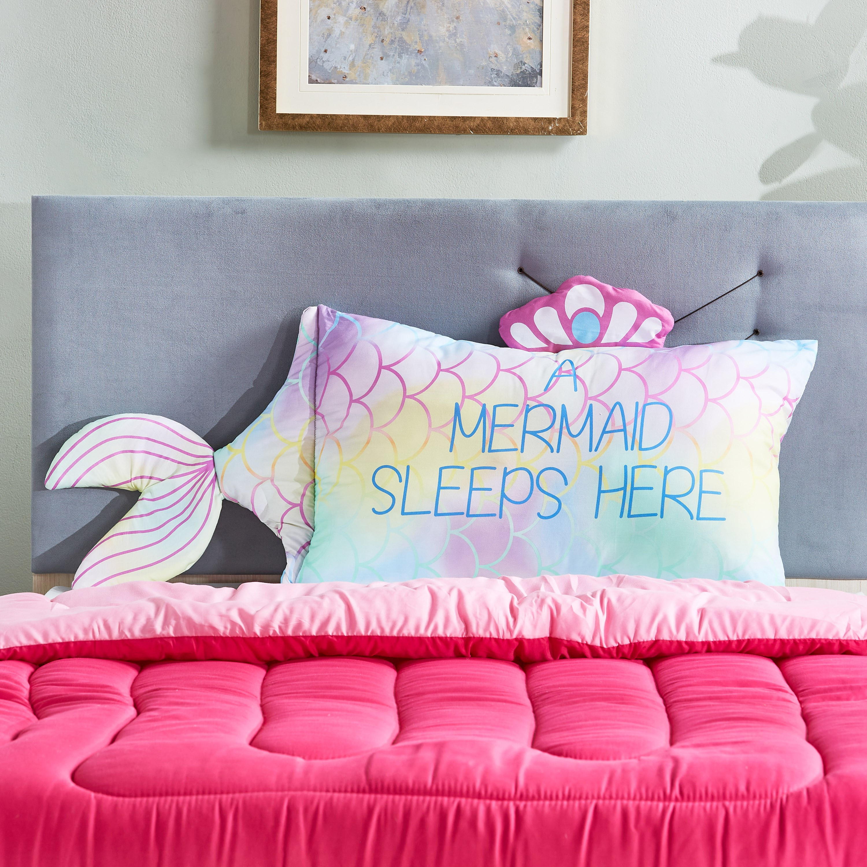 A mermaid shop sleeps here pillow