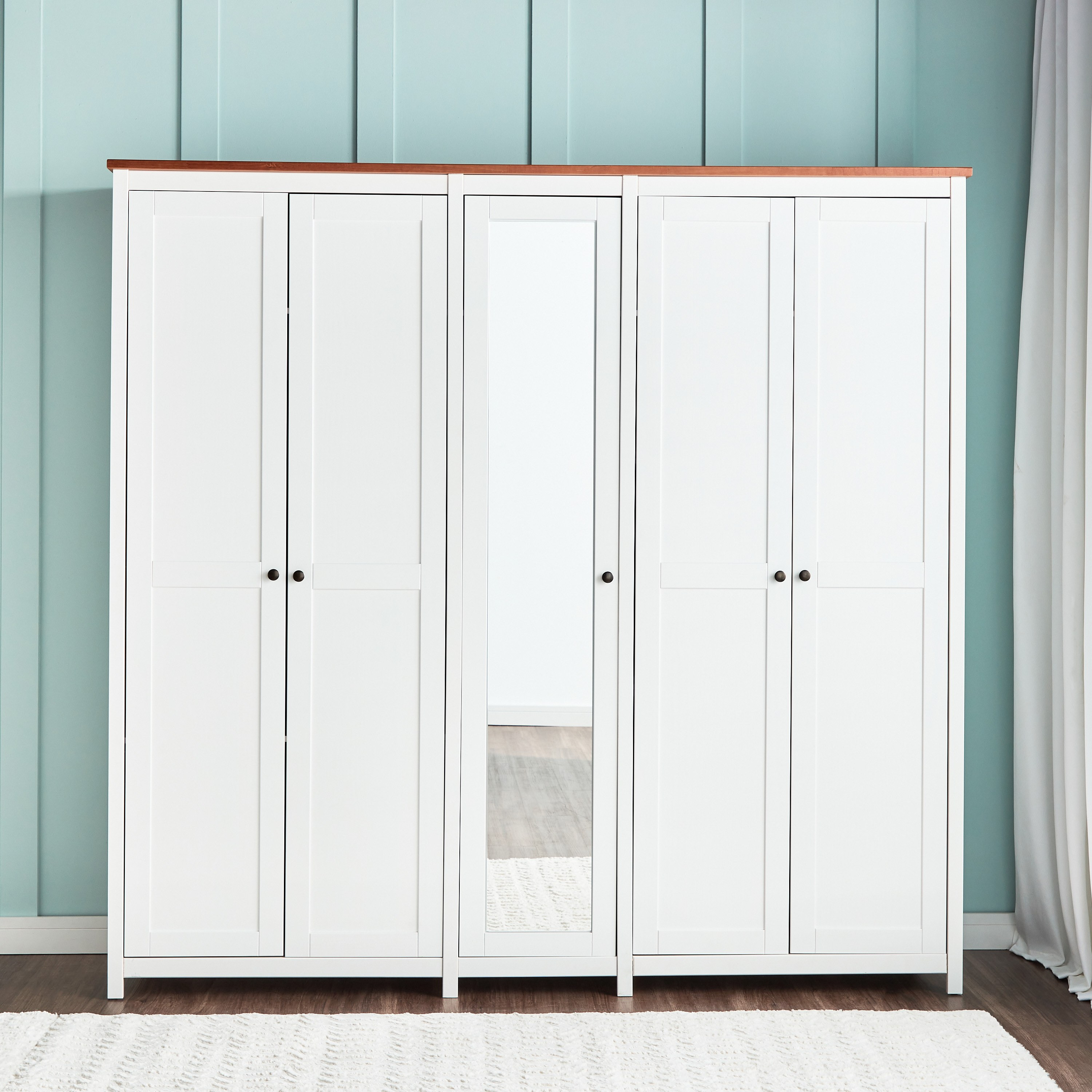 Solid wood on sale white wardrobe