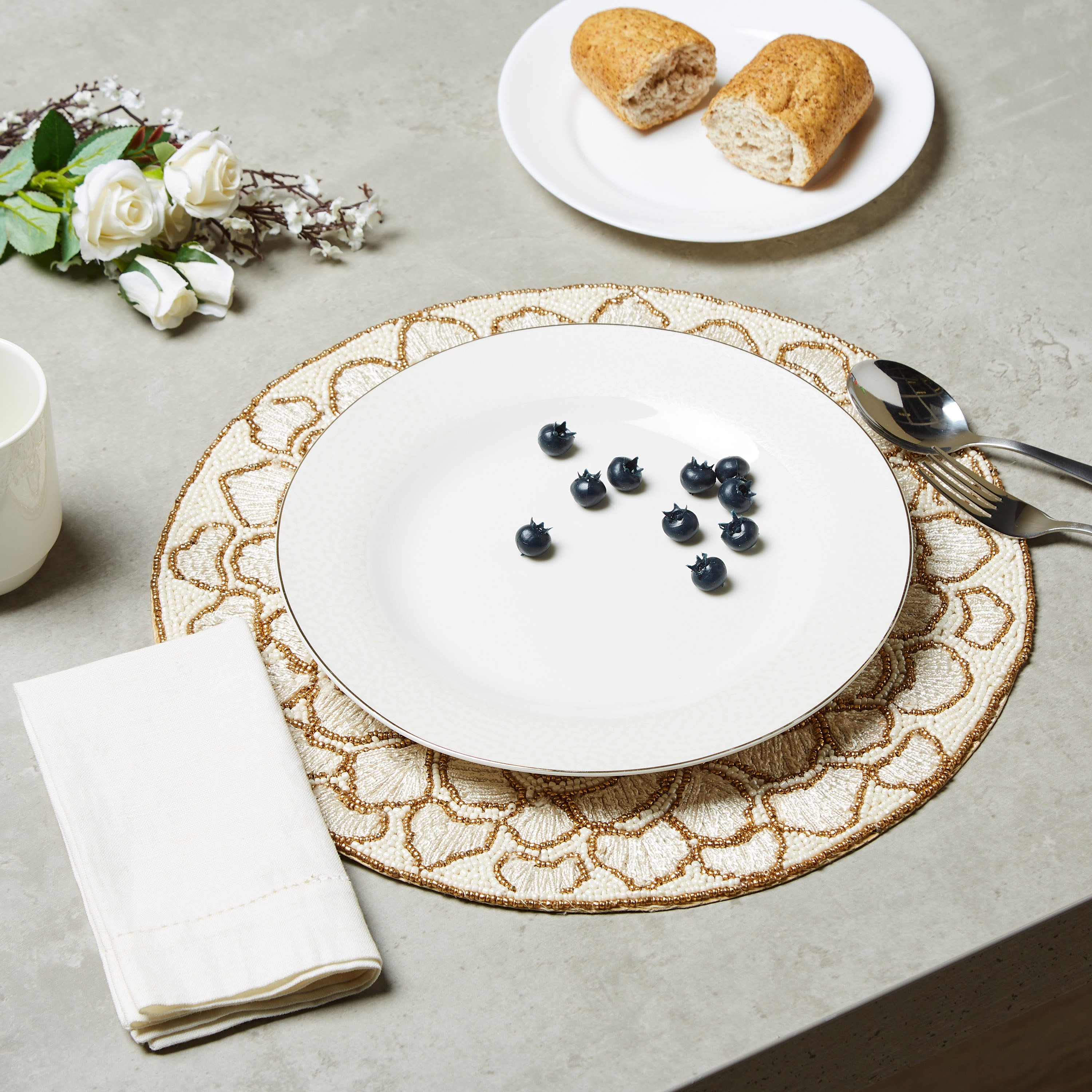 Fiona Beaded Round Placemat - 38 cm-household-dining-tablelinen-placemats-image-3