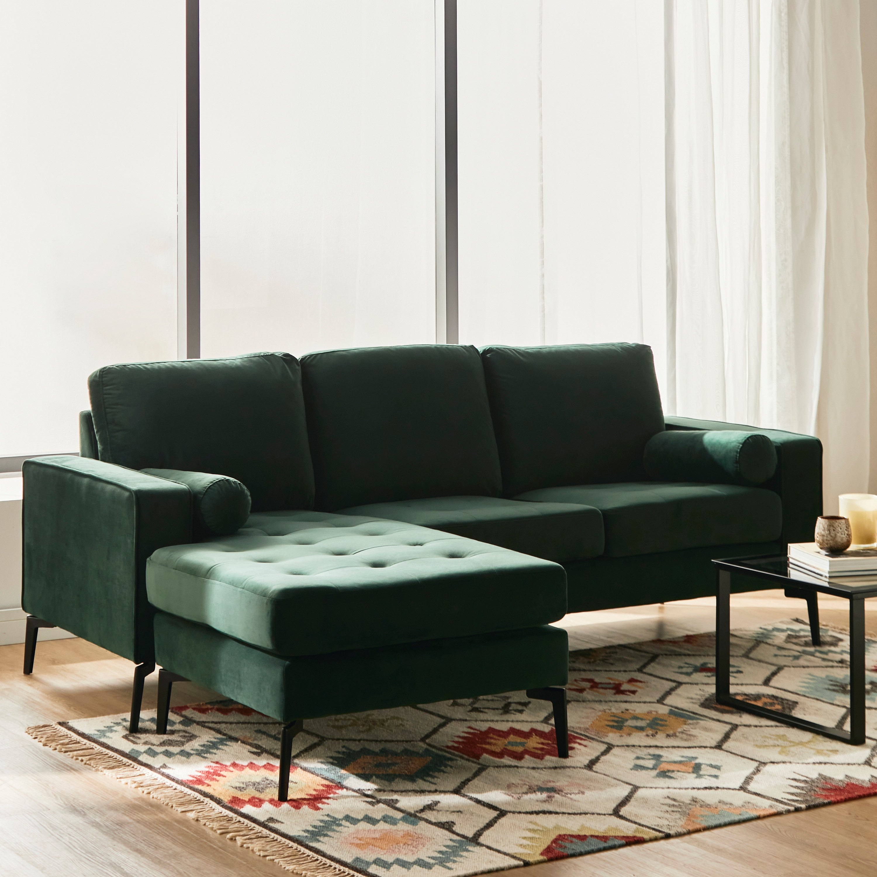 Shop Terus 3-Seater Velvet Reversible Corner Sofa Homecentre Oman